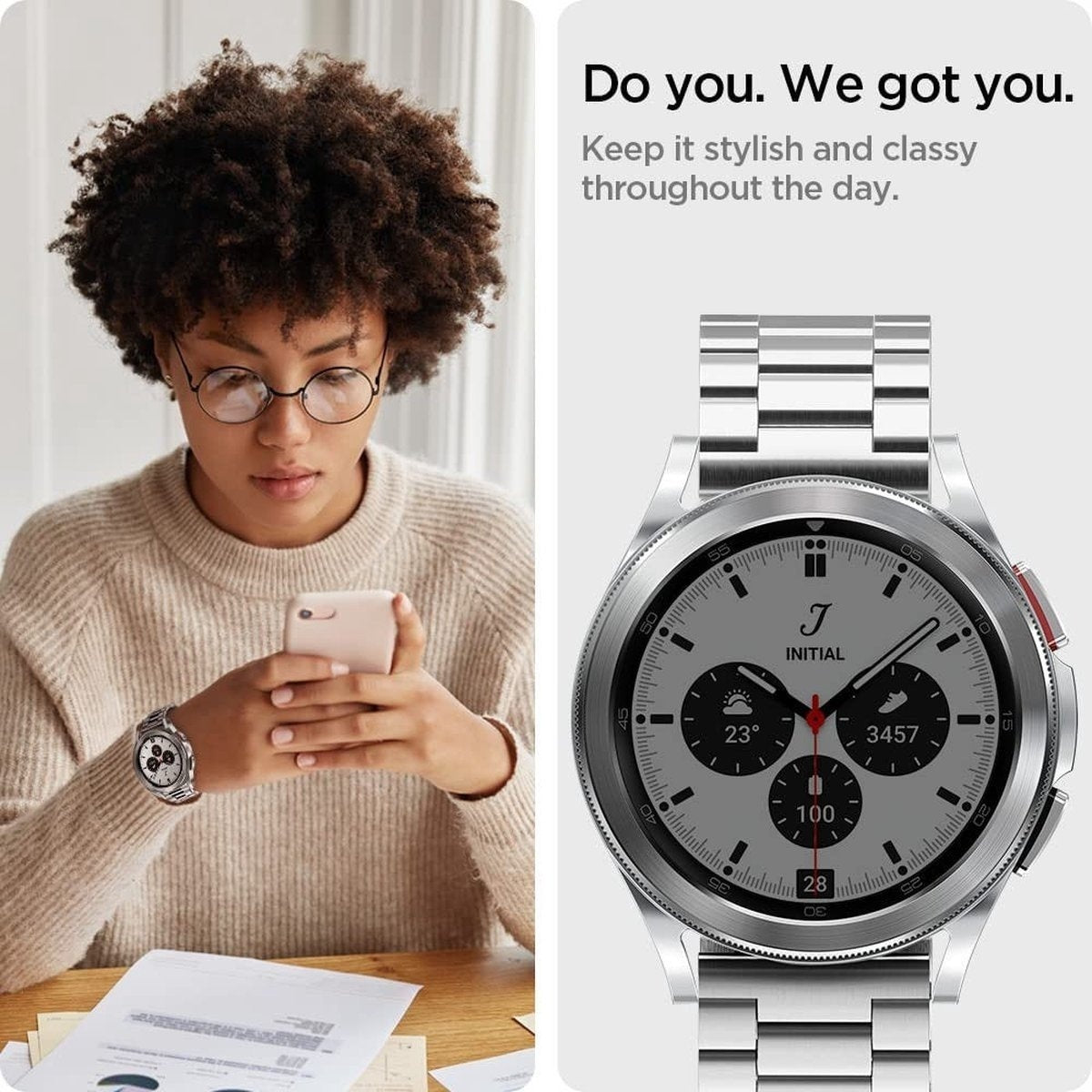 Spigen Galaxy Watch 4 Classic 46mm Steel Strap (Silver)