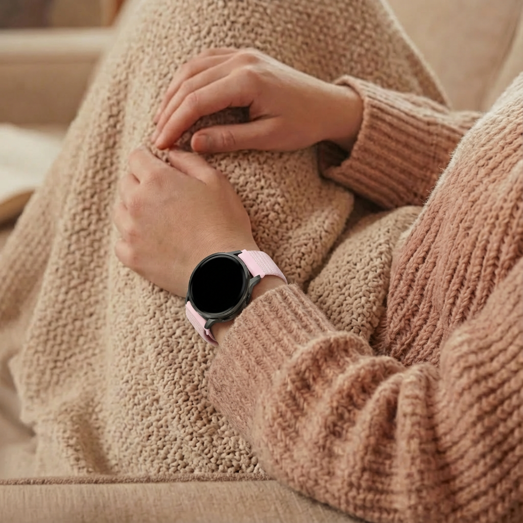 Bandz Garmin Venu SQ Nylon Loop Strap (Light Pink)