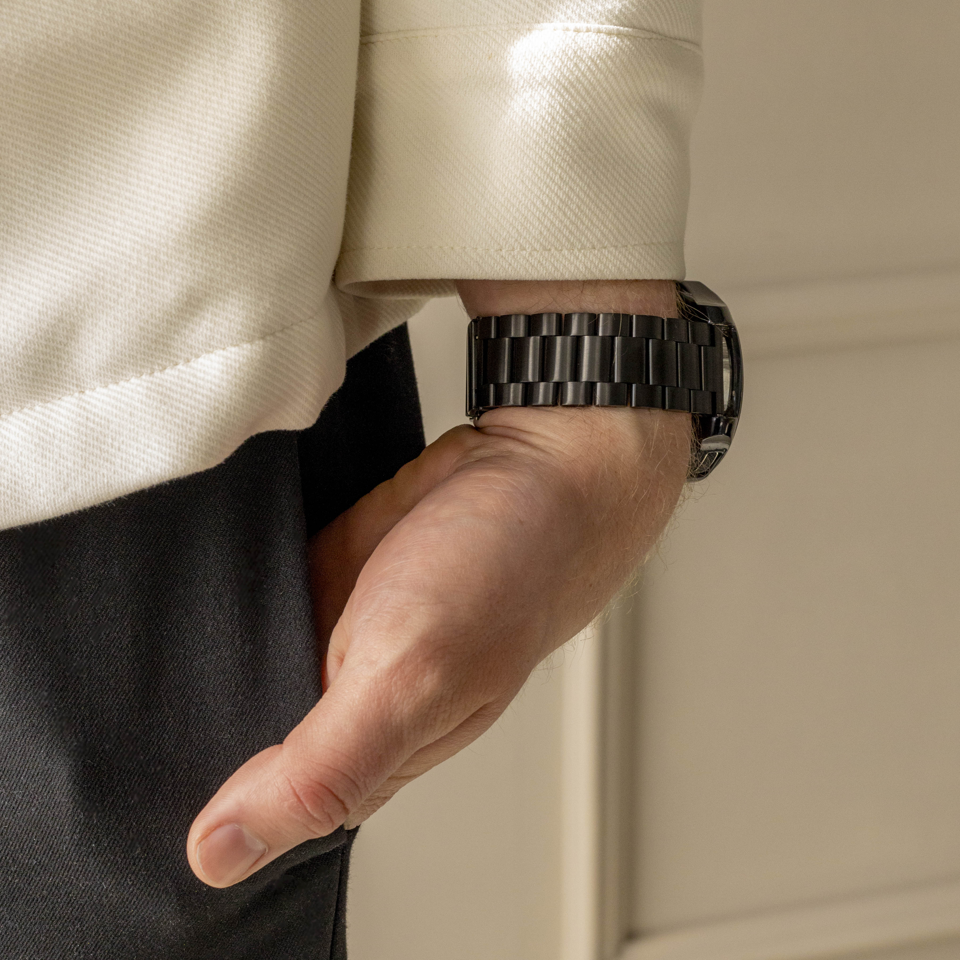 Watch Strap 22mm Stainless Steel - Quick Release (Black)