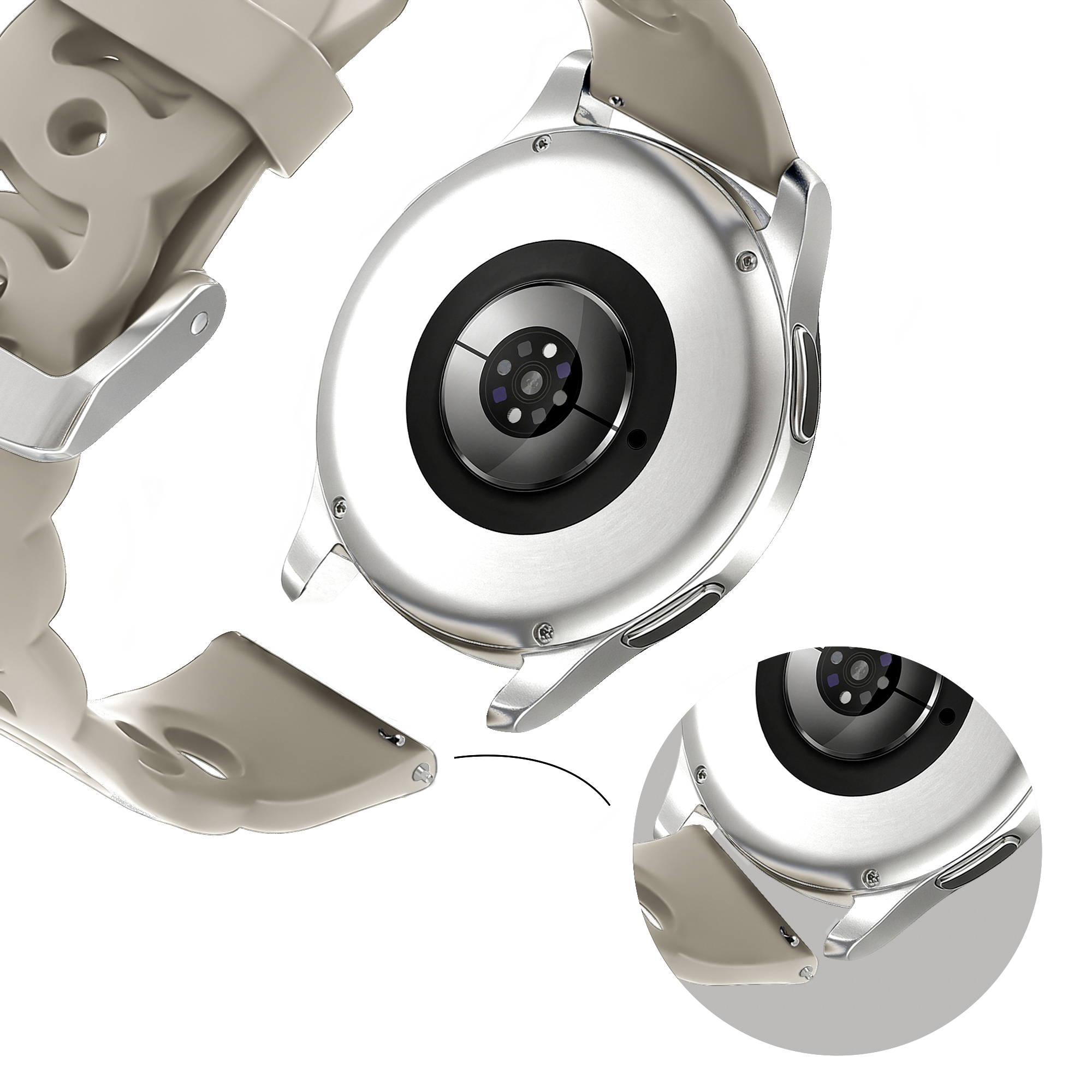 Bandz Samsung Galaxy Watch 5 - 40mm Silicone Strap 'Chains' (Light Grey)