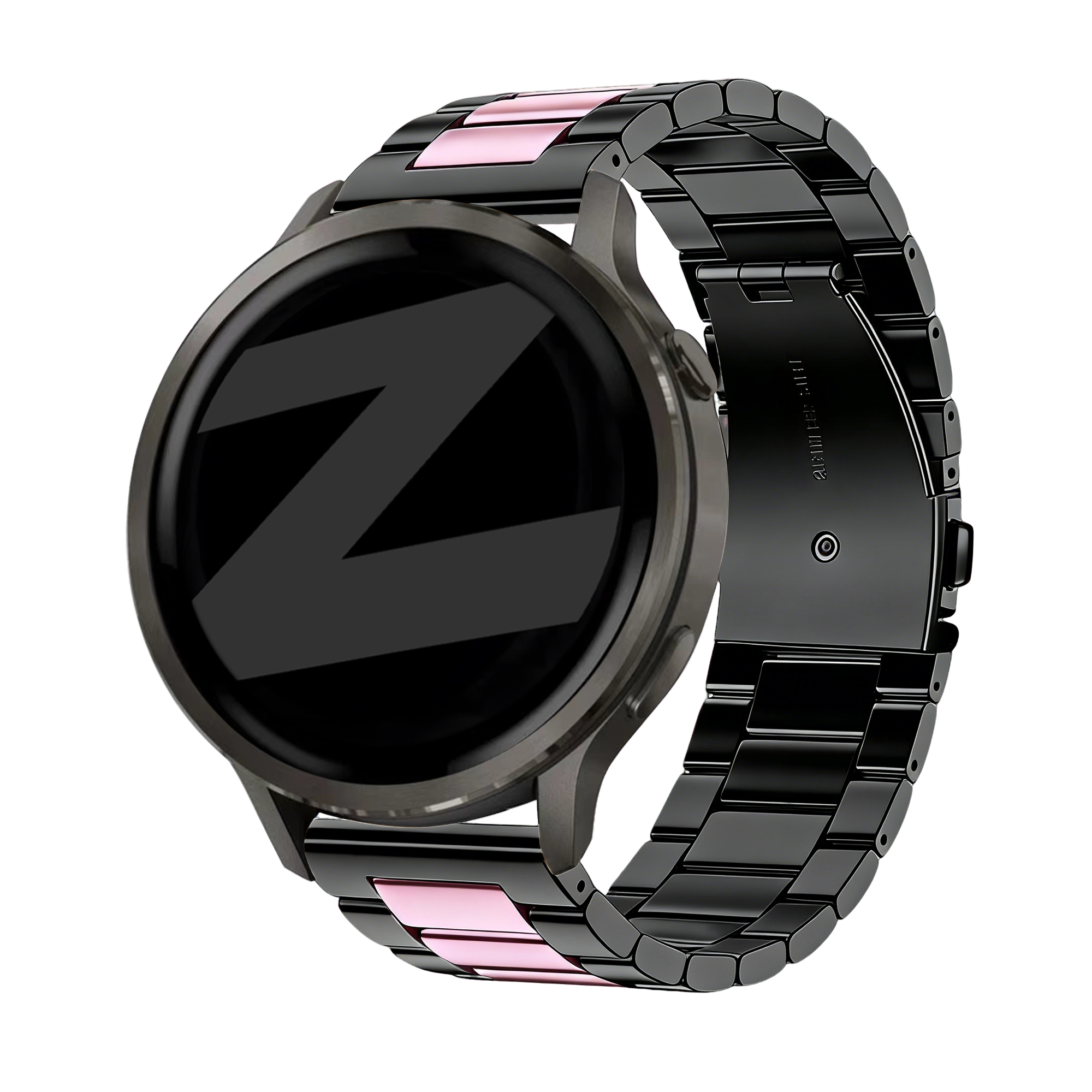 Bandz Garmin Forerunner 255s Steel Strap 'Classic' (Black/Pink)