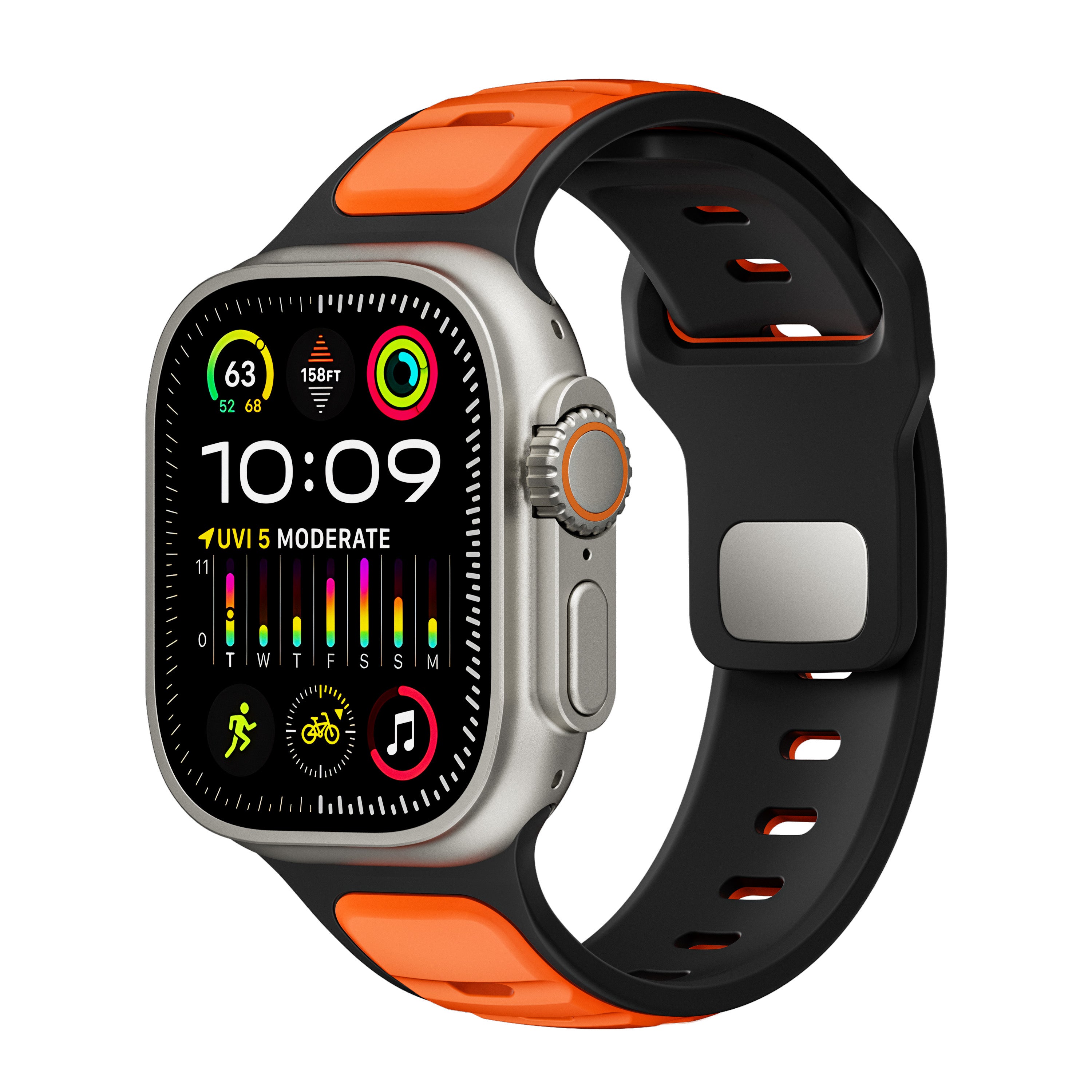 Apple Watch Premium Outdoor Silicone Strap (Orange/Black)