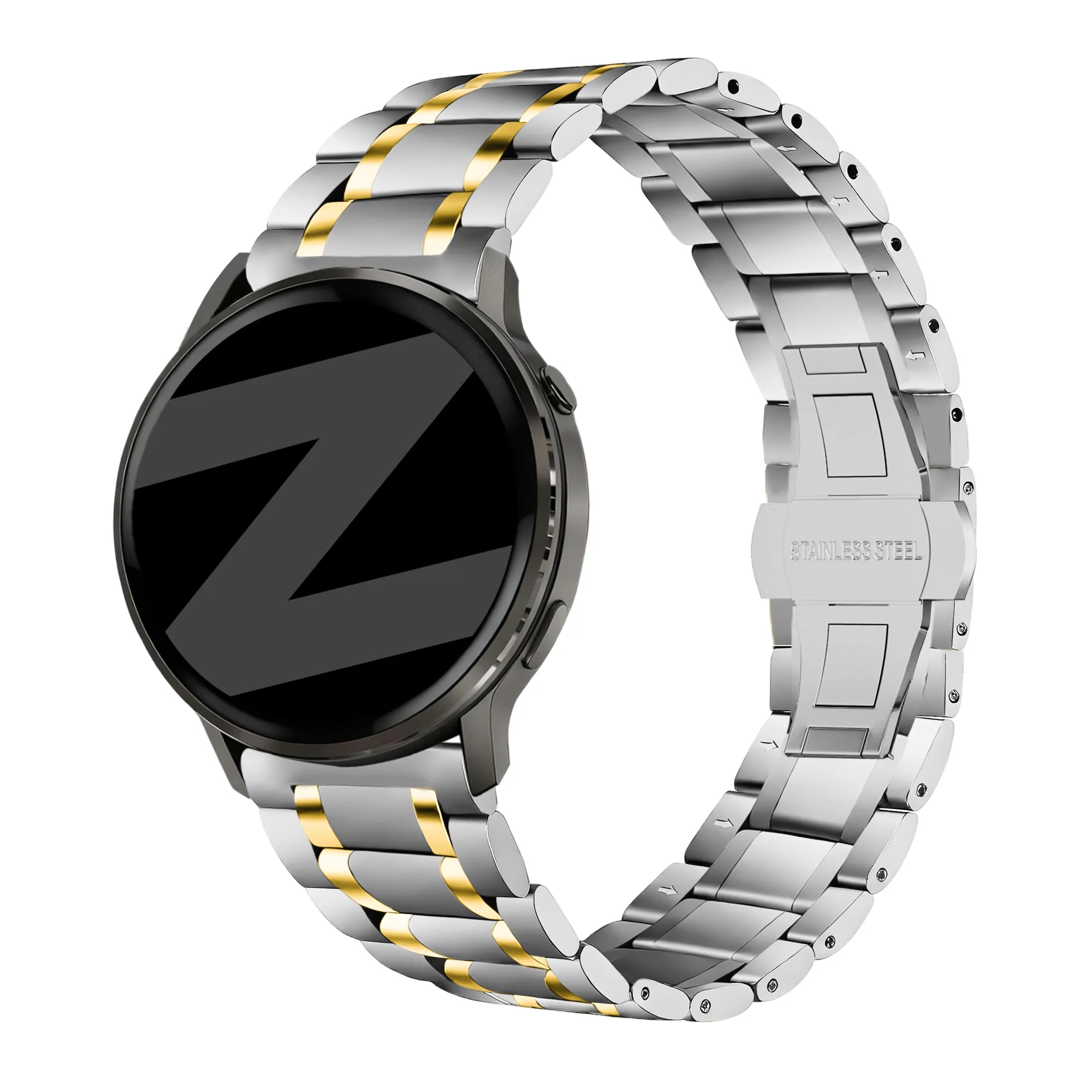 Bandz Garmin Forerunner 70 Steel Link Strap 'Deluxe' (Silver/Gold)
