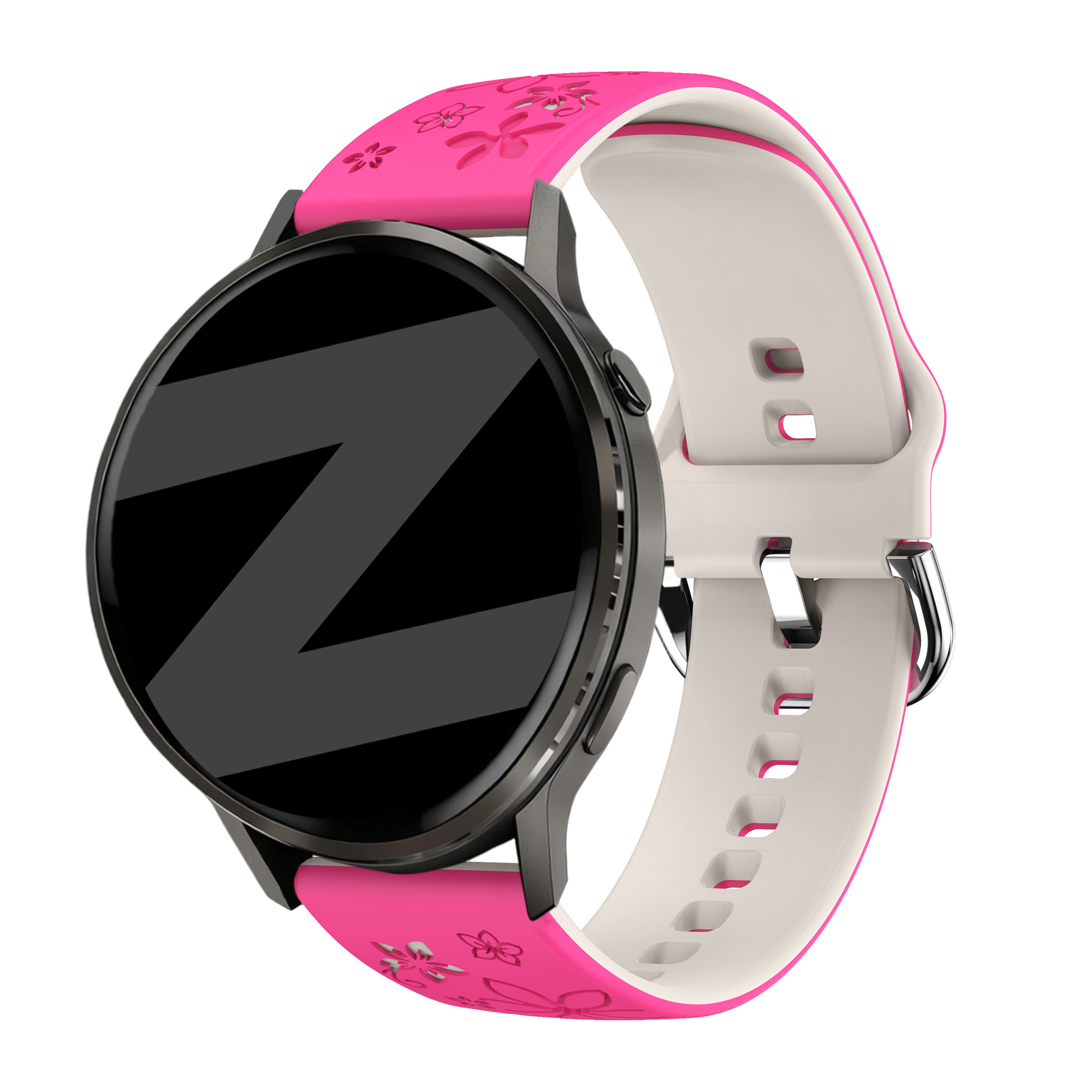Bandz Garmin Vivoactive 6 Silicone Strap 'Flowers' (Bright Pink/Starlight)