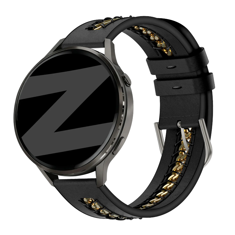 garmin 20mm leather band chains black