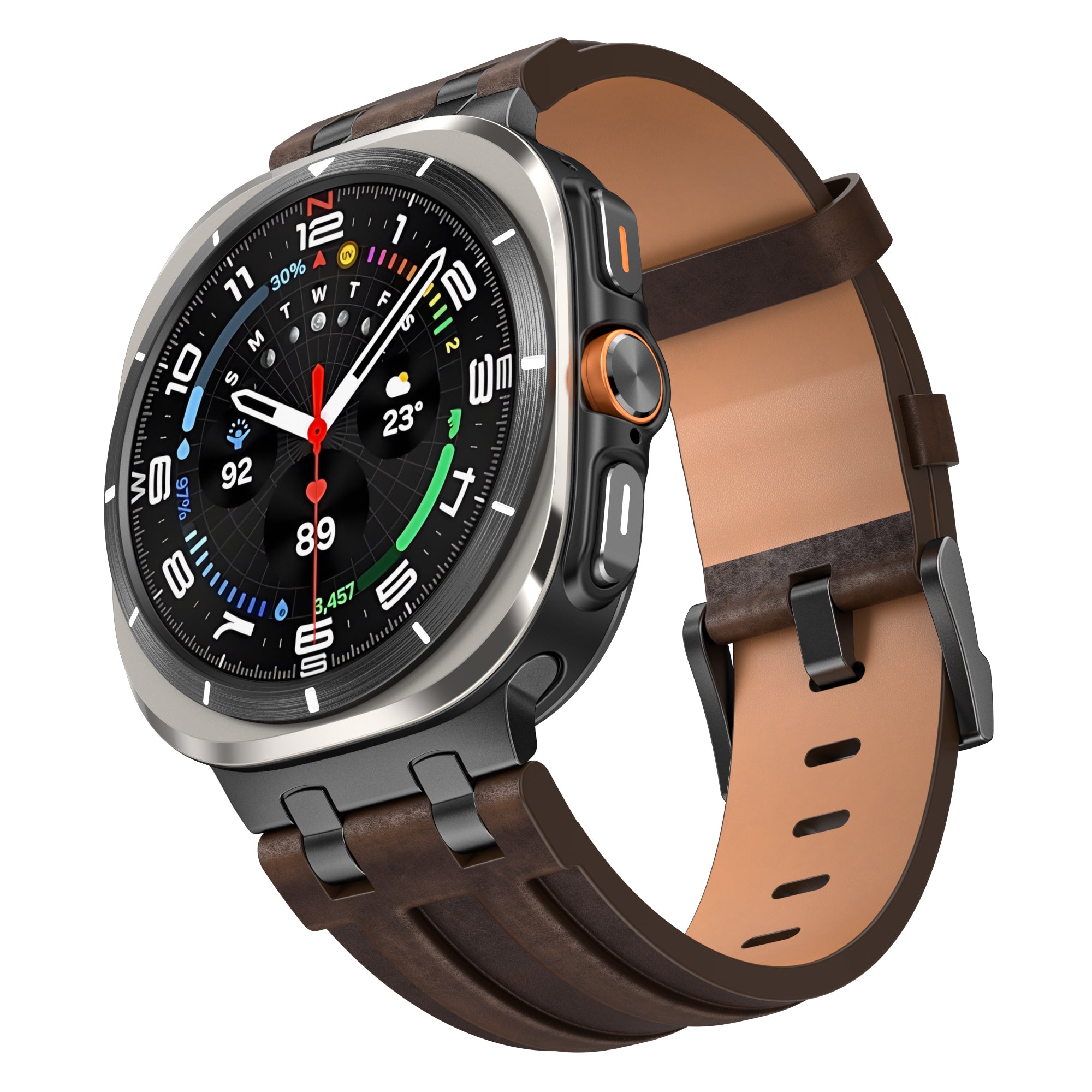 Samsung Galaxy Watch Ultra Solid Leather Strap (Coffee Brown)