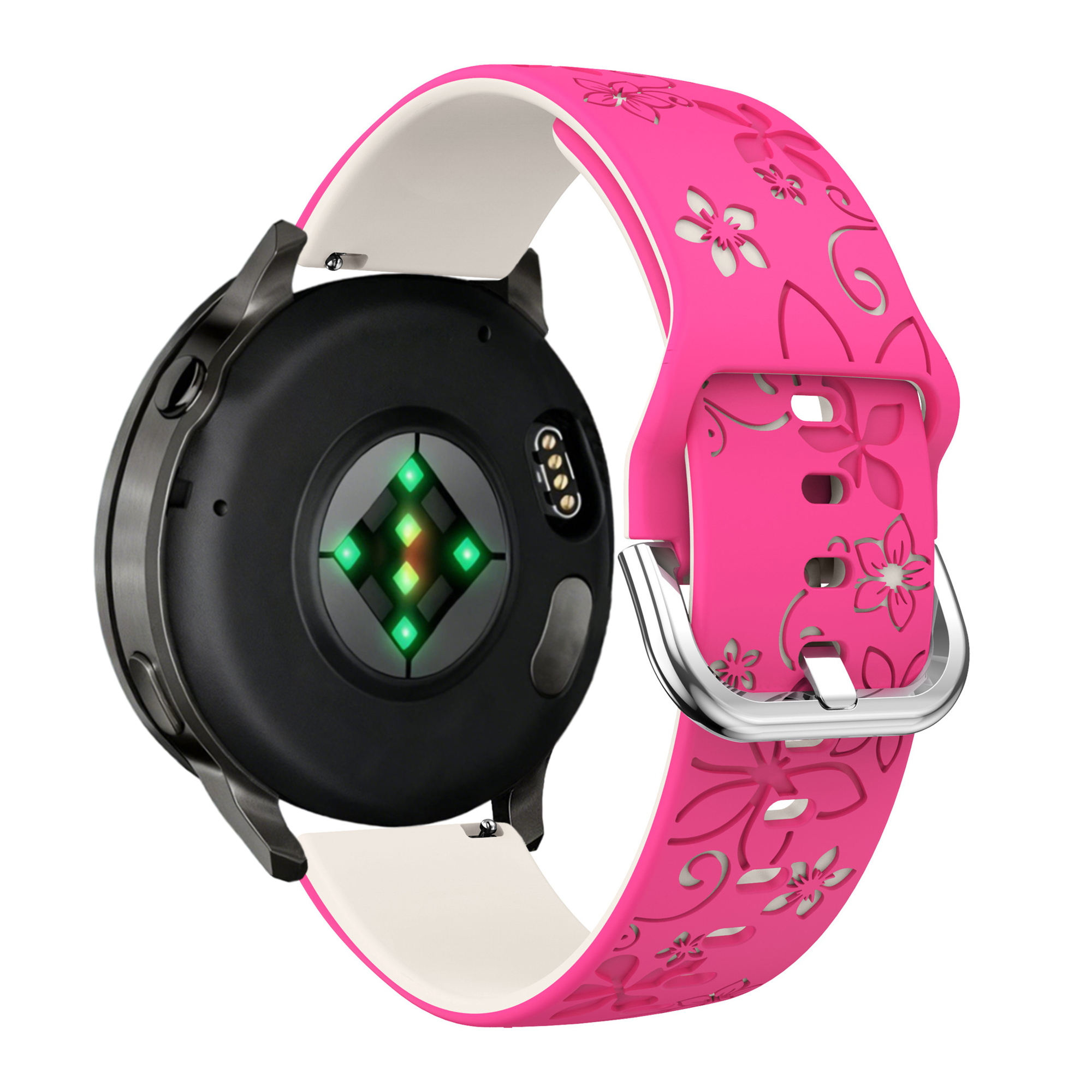 Bandz Garmin Vivoactive 6 Silicone Strap 'Flowers' (Bright Pink/Starlight)