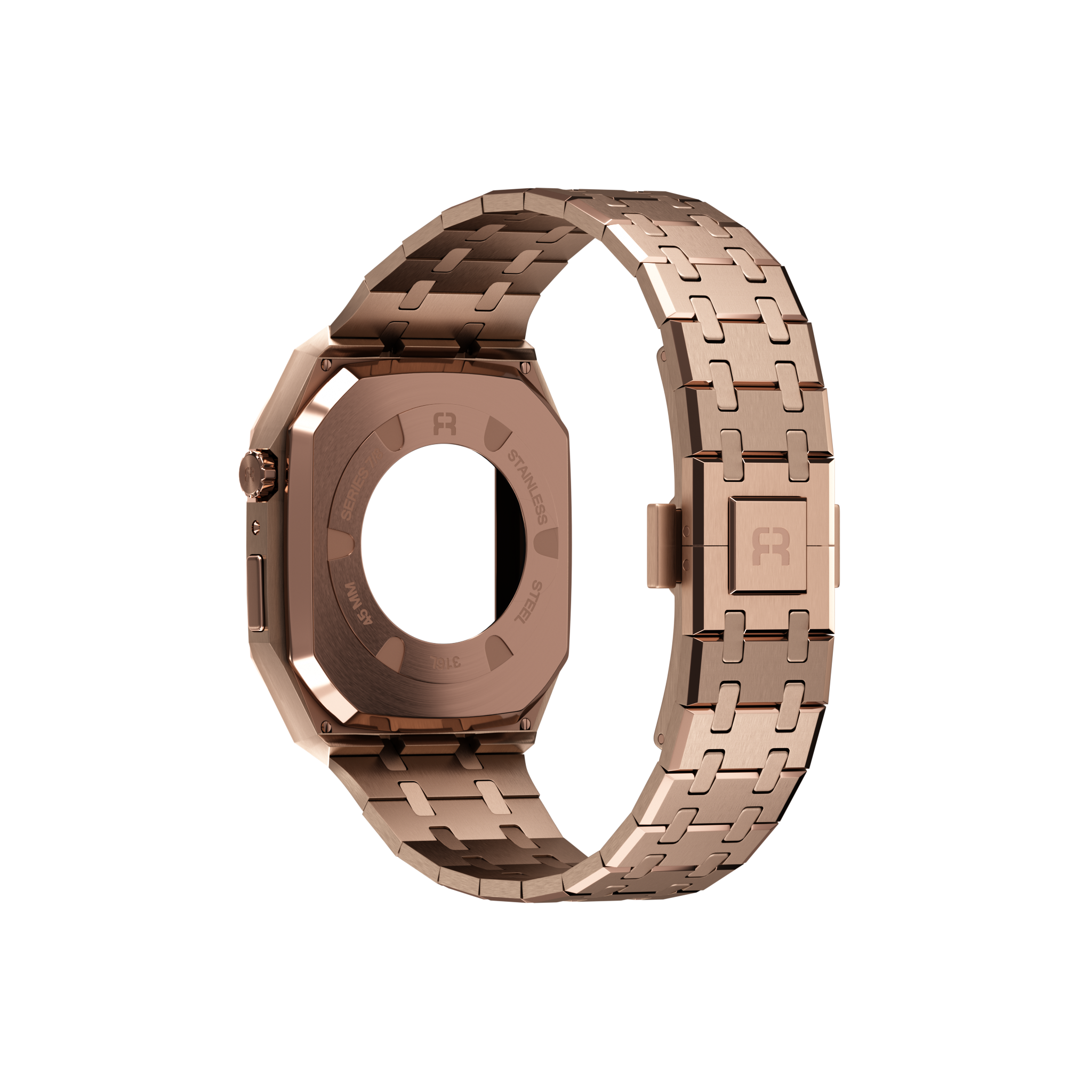 Reqior Apple Watch 45mm Case with Steel Strap (Rose Gold)