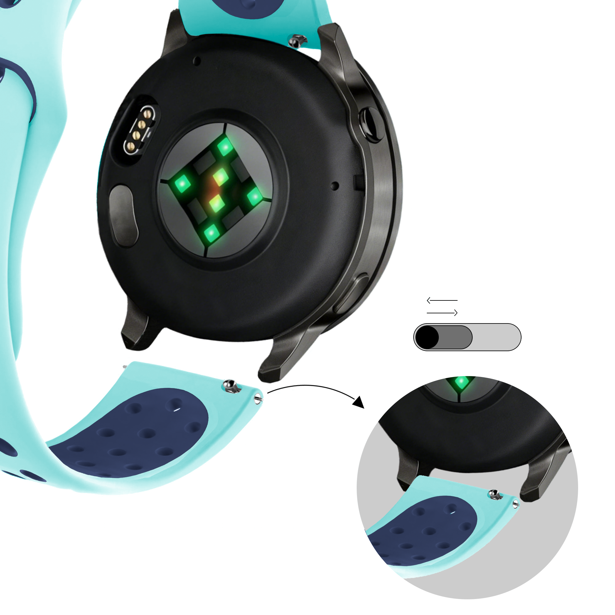 Bandz Garmin Vivoactive 3 Sport Strap 'Deluxe' (Aqua/Blue)