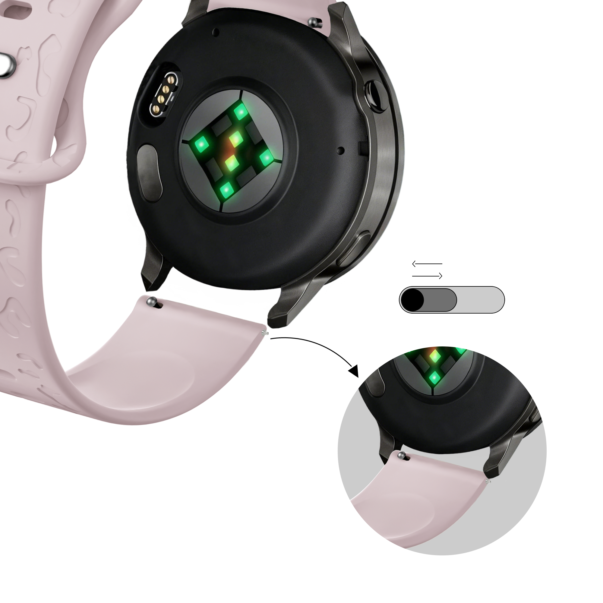 Bandz Garmin Approach S42 Silicone Strap 'Leopard' (Pink)