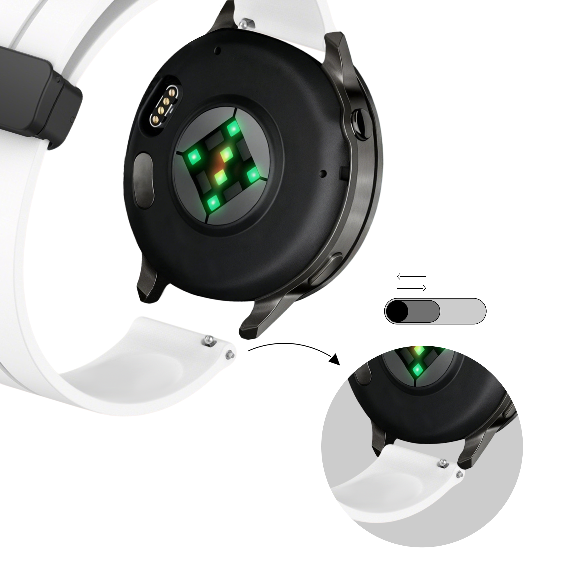 Bandz Garmin Vivoactive 4 Silicone Strap with D-Buckle (White)