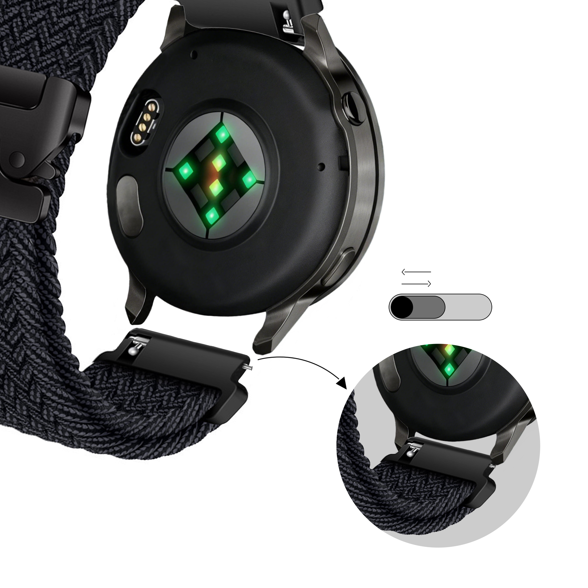 Bandz Garmin Forerunner 570 - 47mm Braided Strap 'Parachute' (Graphite)