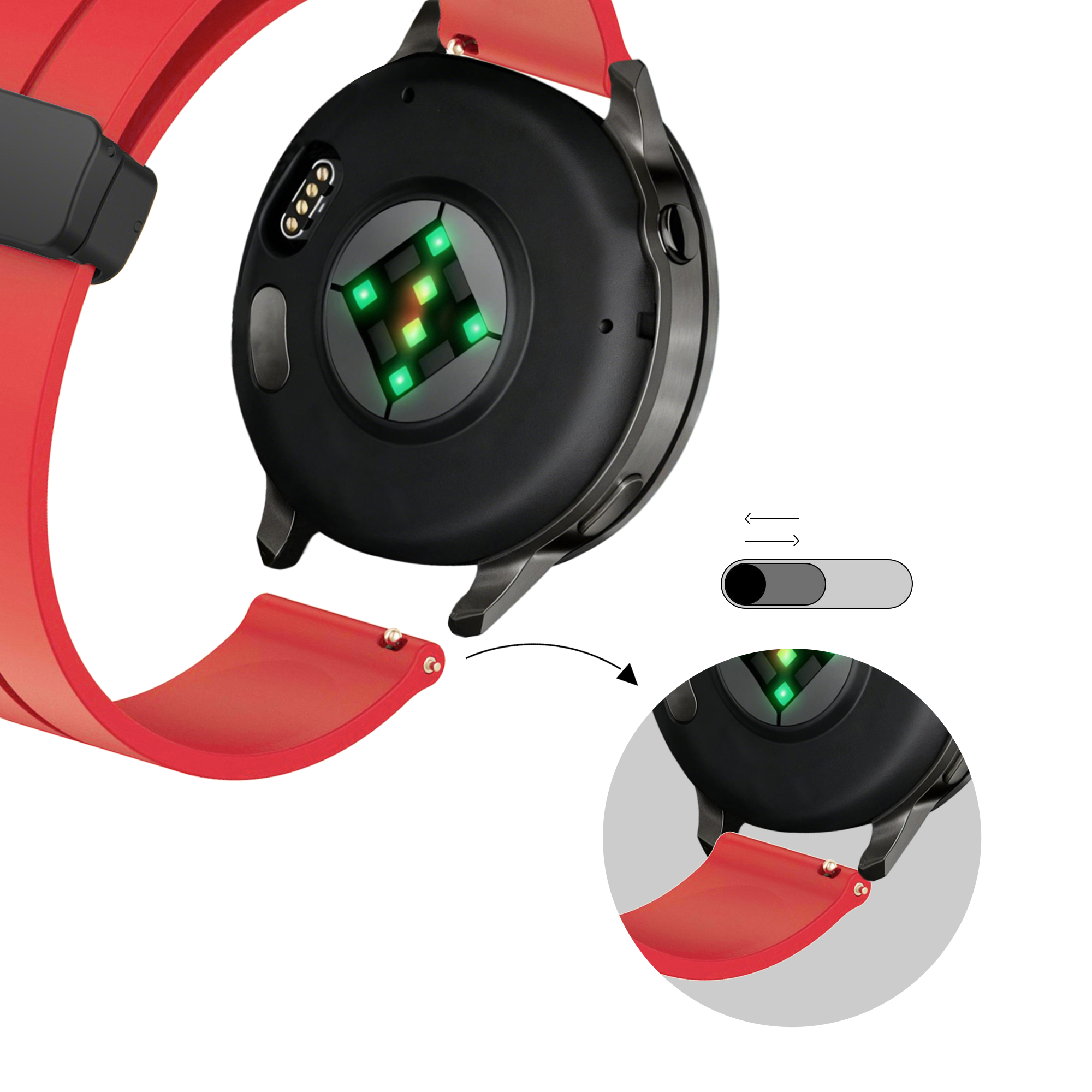 Bandz Garmin Vivomove Sport Silicone Strap with D-Buckle (Red)