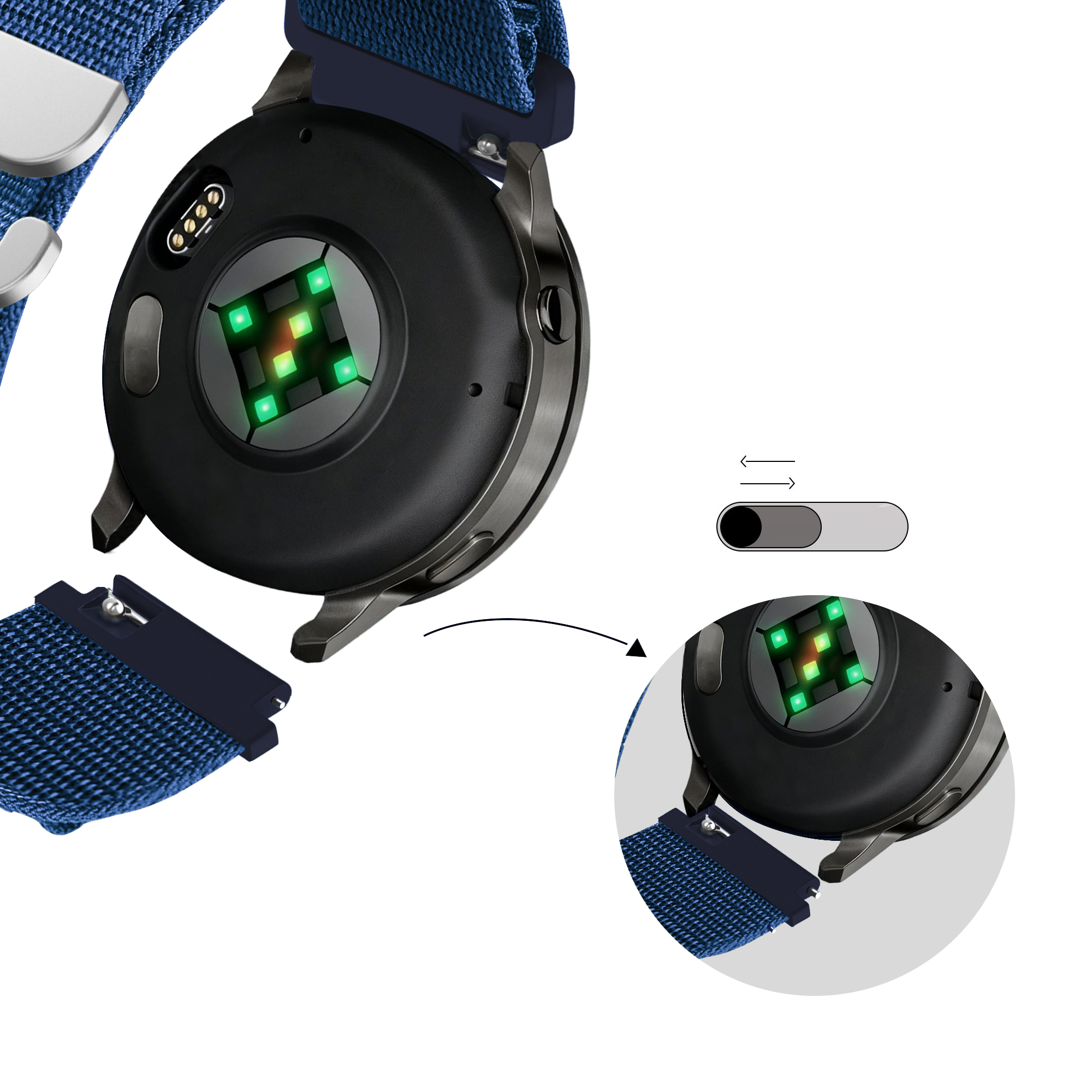 Bandz Garmin Approach S44 Alpine Nylon Strap (Blue)