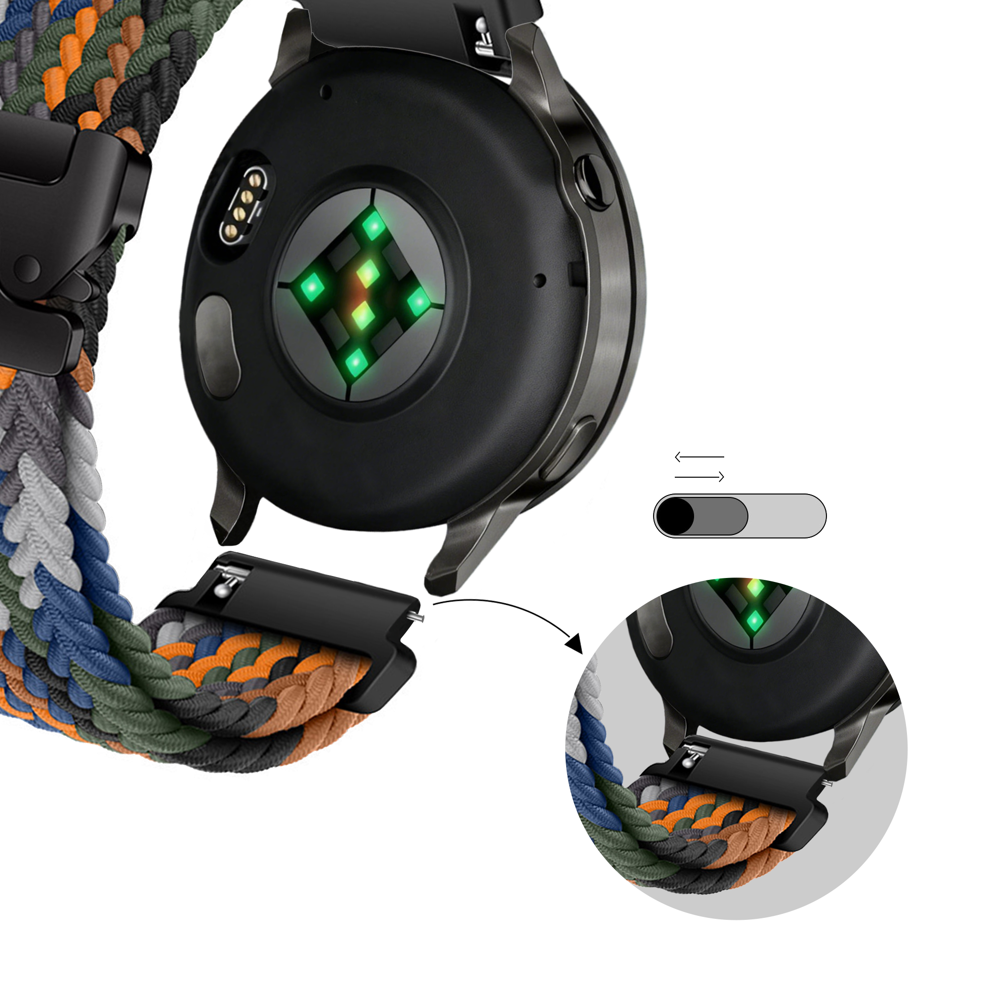 Bandz Garmin Venu 4 - 41mm Braided Strap 'Parachute' (Multicolour)