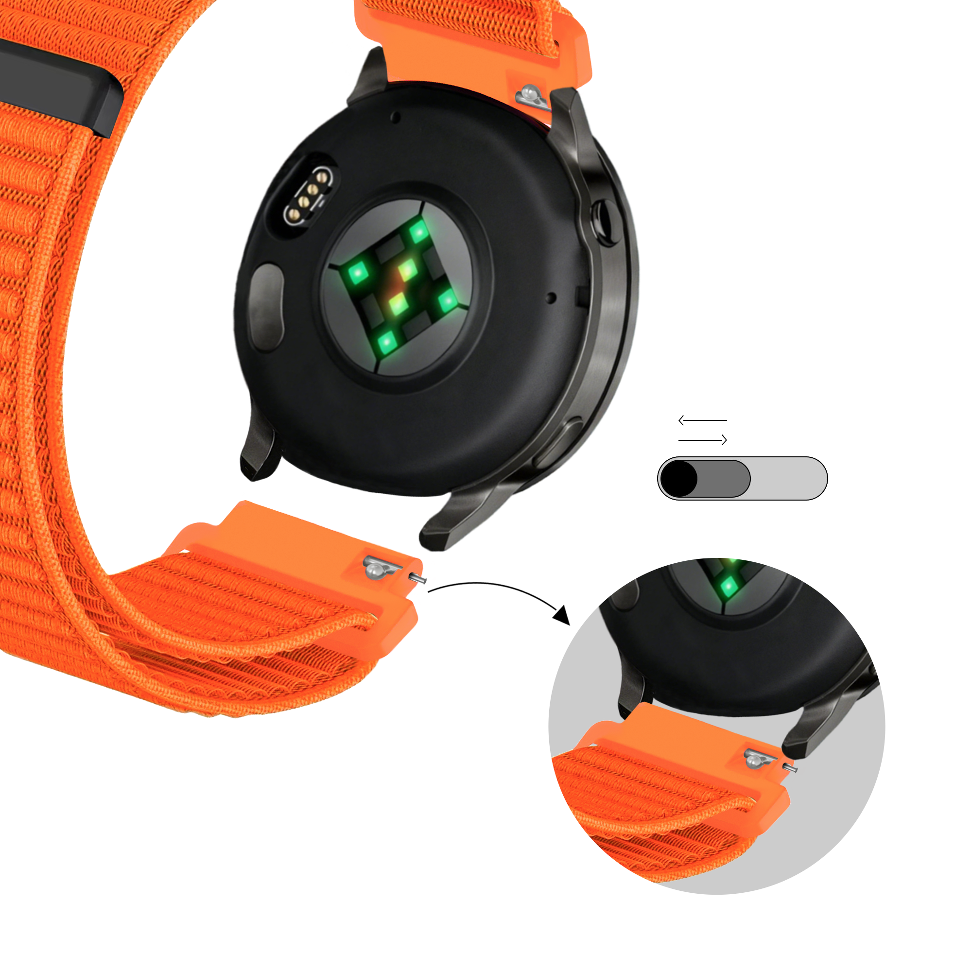 Bandz Garmin Forerunner 570 - 47mm Nylon Strap 'Wave' (Orange)