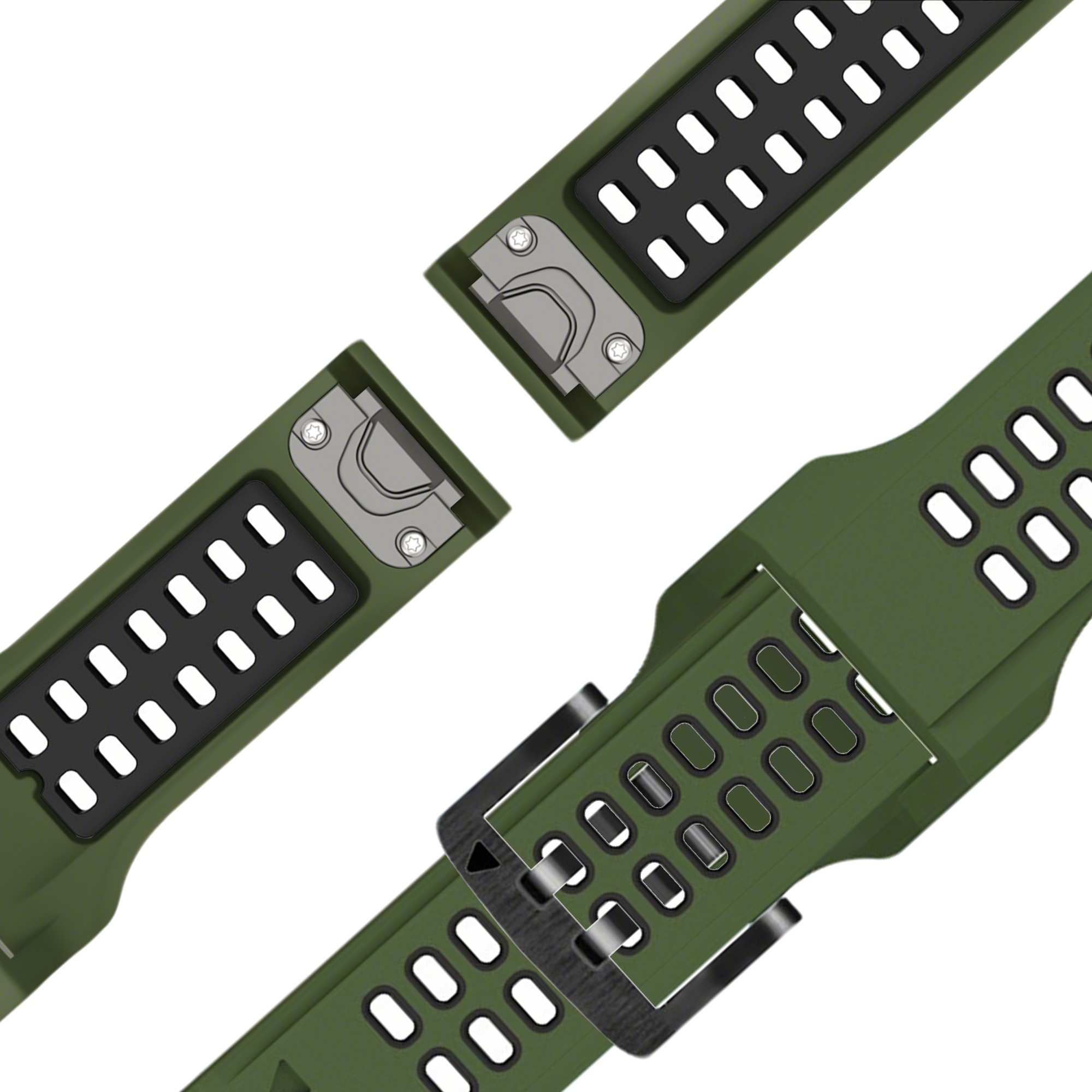 Bandz Garmin Tactix 8 - 47mm Buckled Sport Strap (Green/Black)