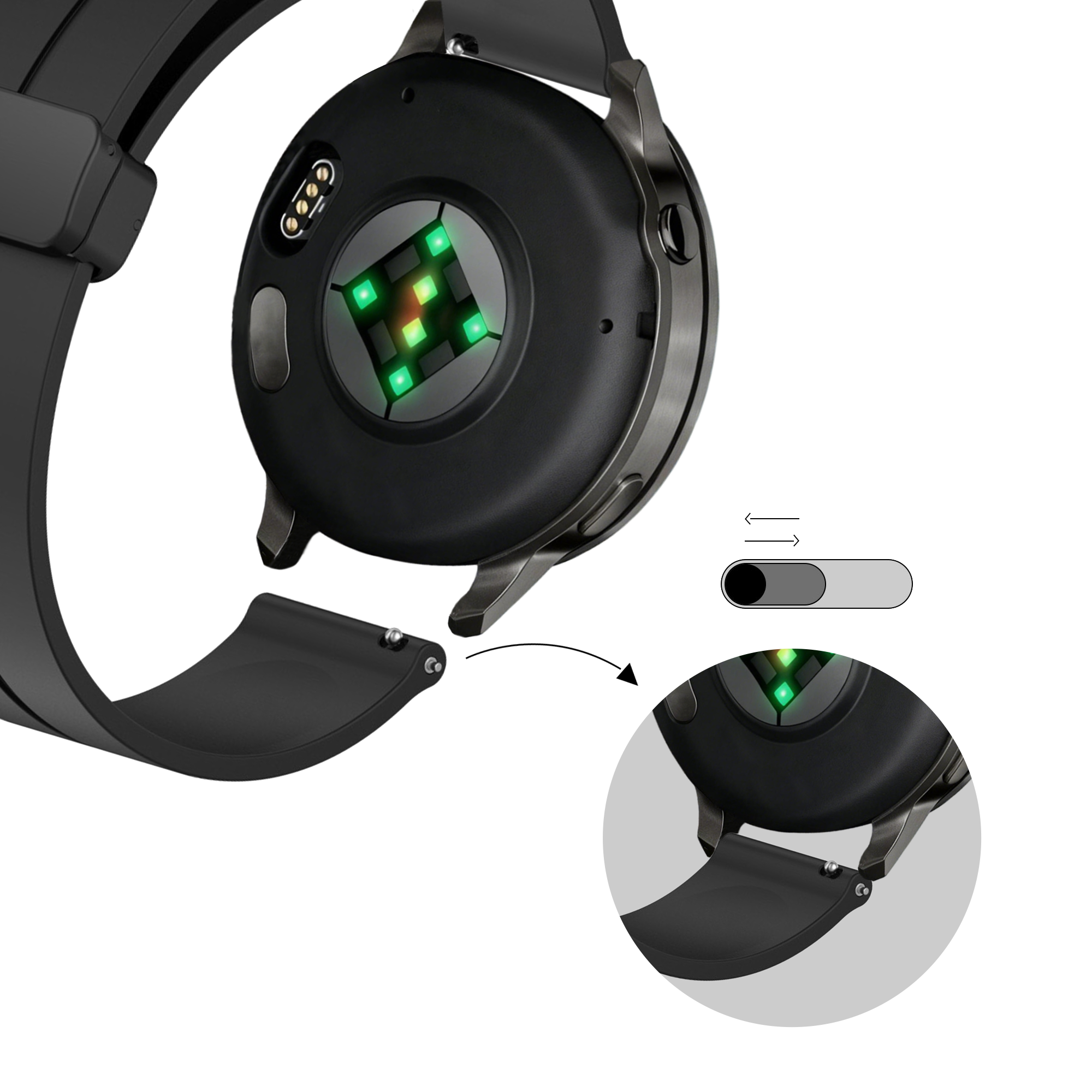 Bandz Garmin Forerunner 245 Silicone Strap with D-Buckle (Black)