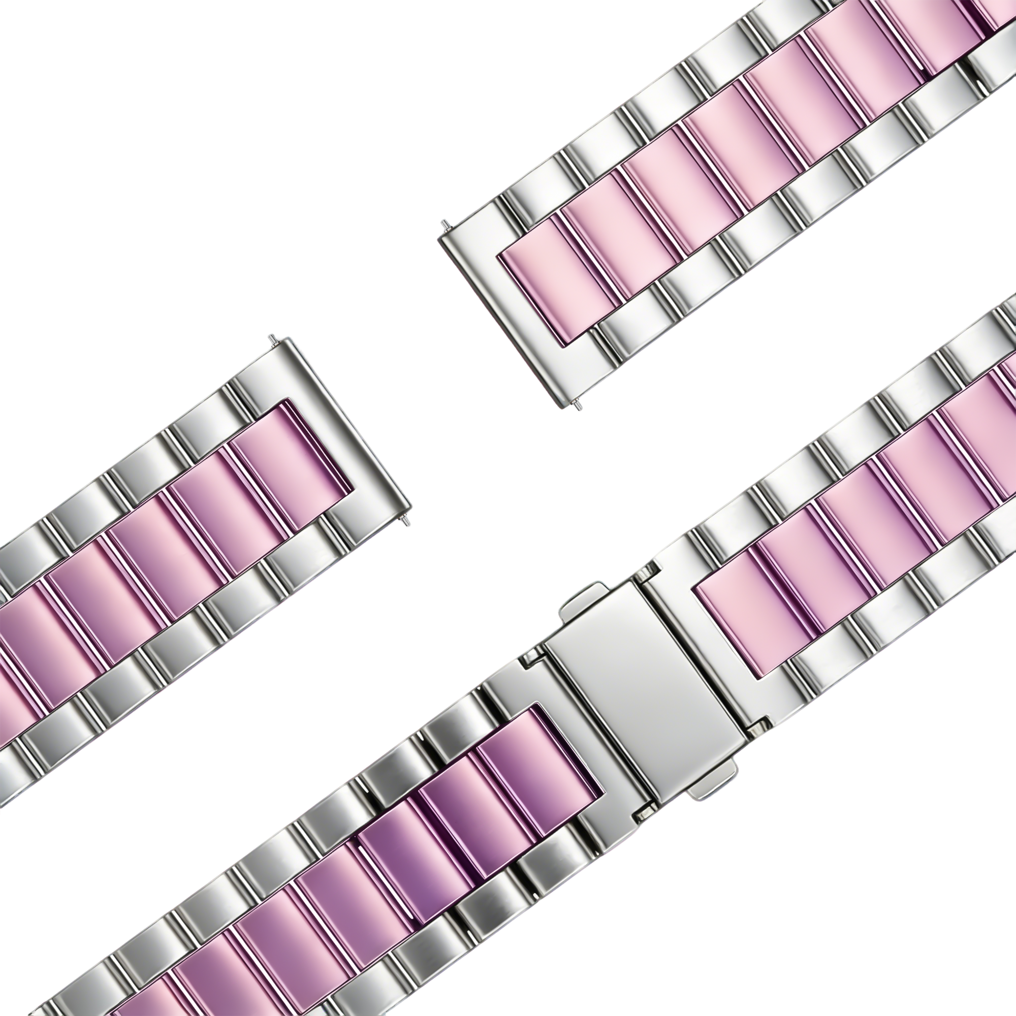 Bandz Garmin Vivoactive 3 Steel Strap 'Classic' (Silver/Pink)