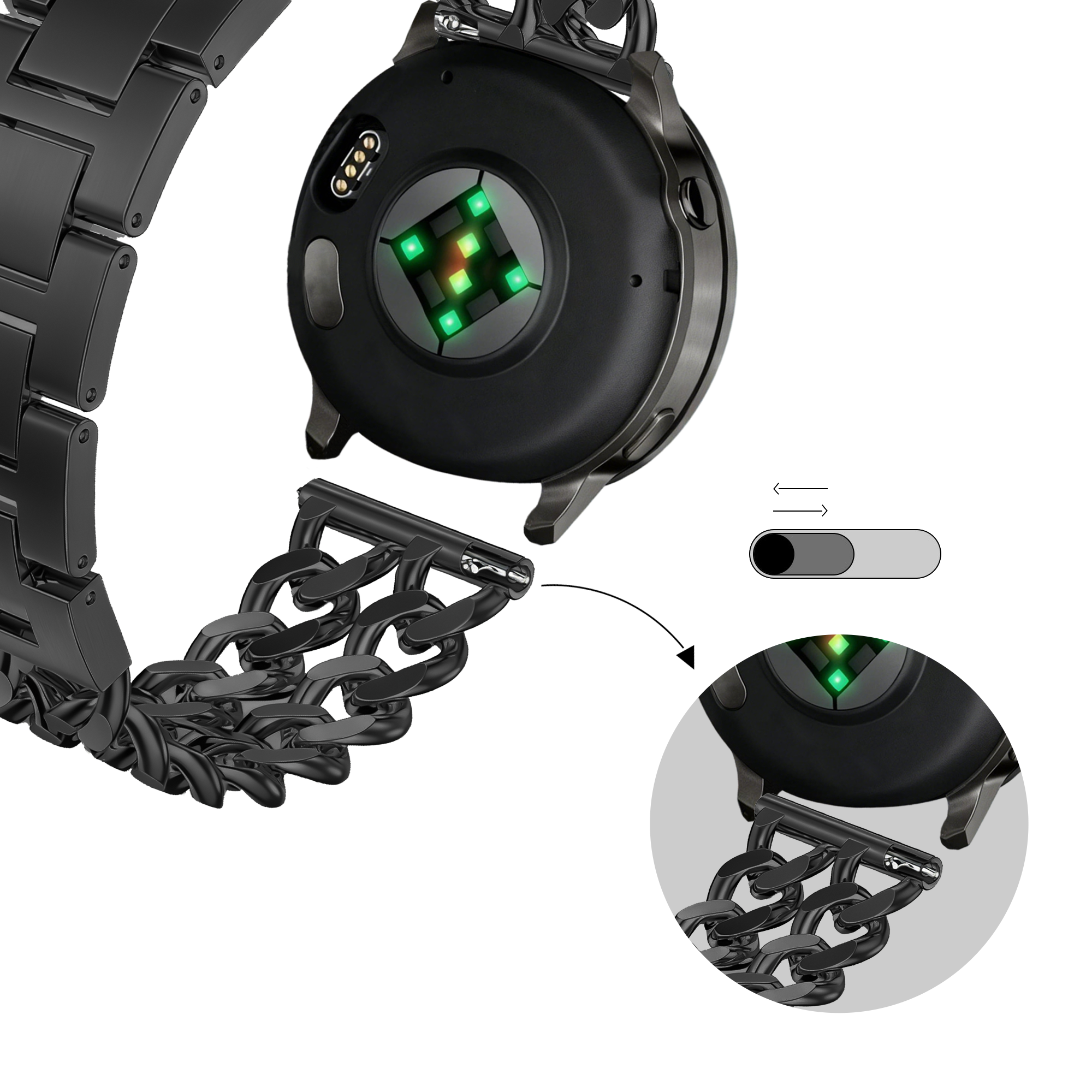 Bandz Polar Ignite Metal Strap 'Double Chains' (Black)