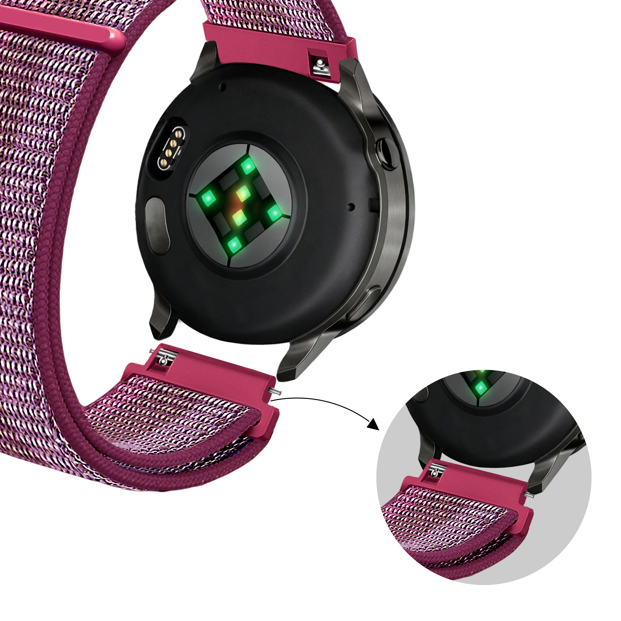 Bandz Garmin Vivomove 3s Nylon Loop Strap (Berry)