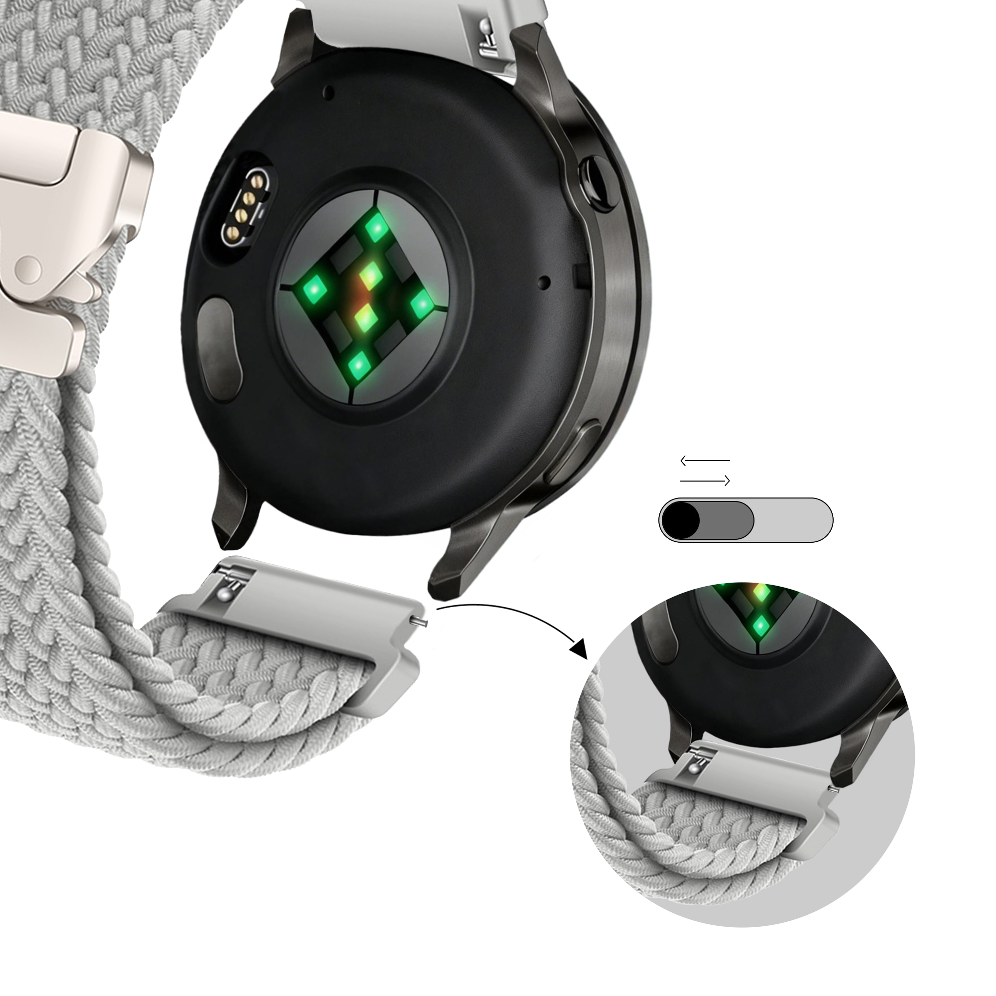 Bandz Garmin Forerunner 265 Braided Strap 'Parachute' (Light Grey)