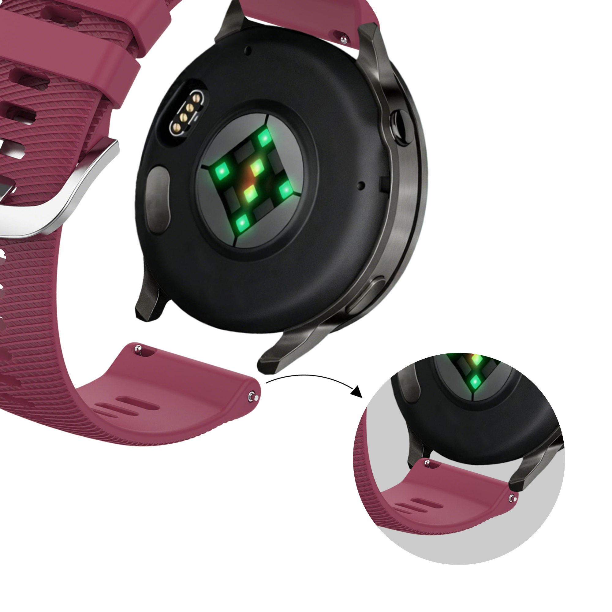 Bandz Garmin Forerunner 255s Silicone Strap 'Deluxe' (Wine Red)