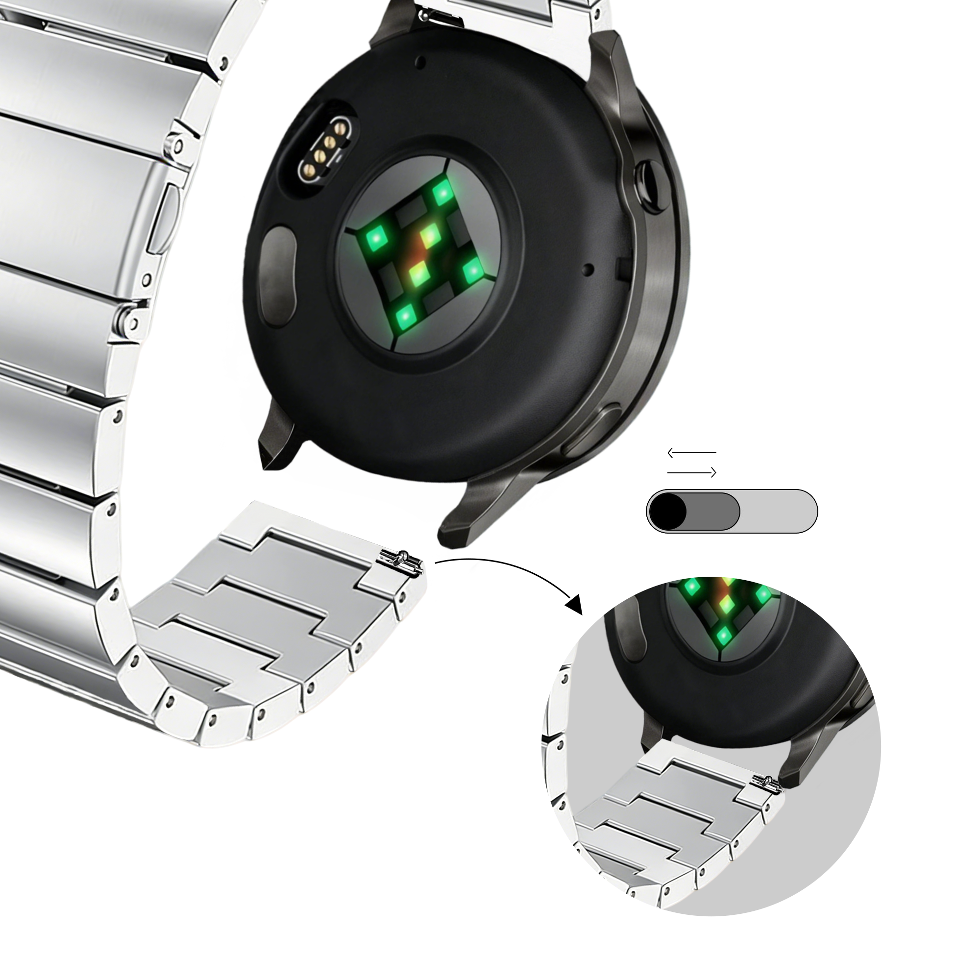 Bandz Garmin Bounce 2 Steel Strap 'One Bead' (Silver)