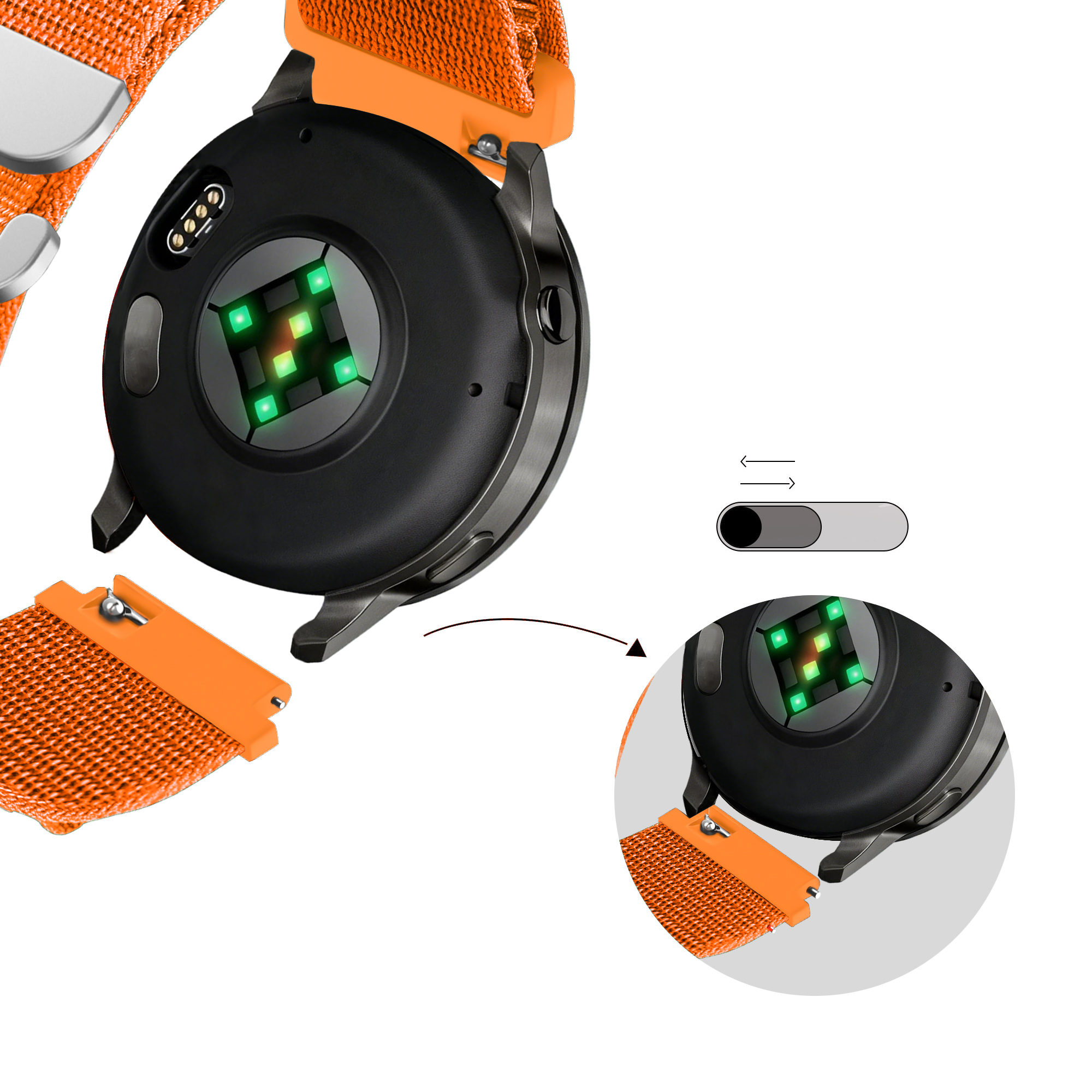 Bandz Garmin Forerunner 570 - 47mm Alpine Nylon Strap (Orange)