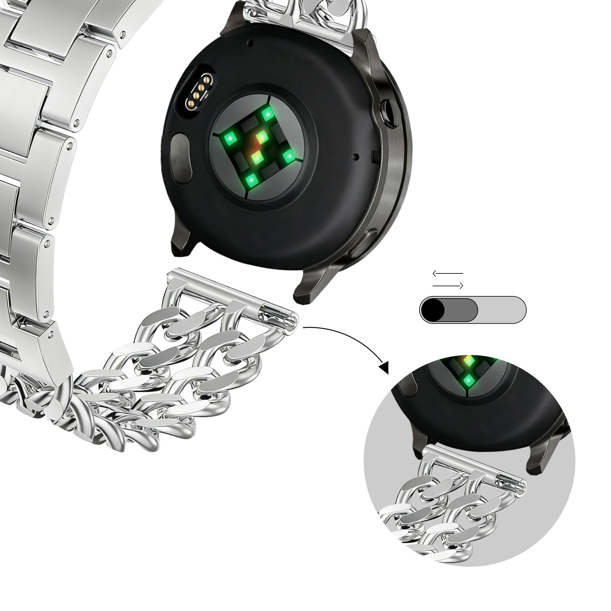 Bandz Polar Ignite Metal Strap 'Double Chains' (Silver)