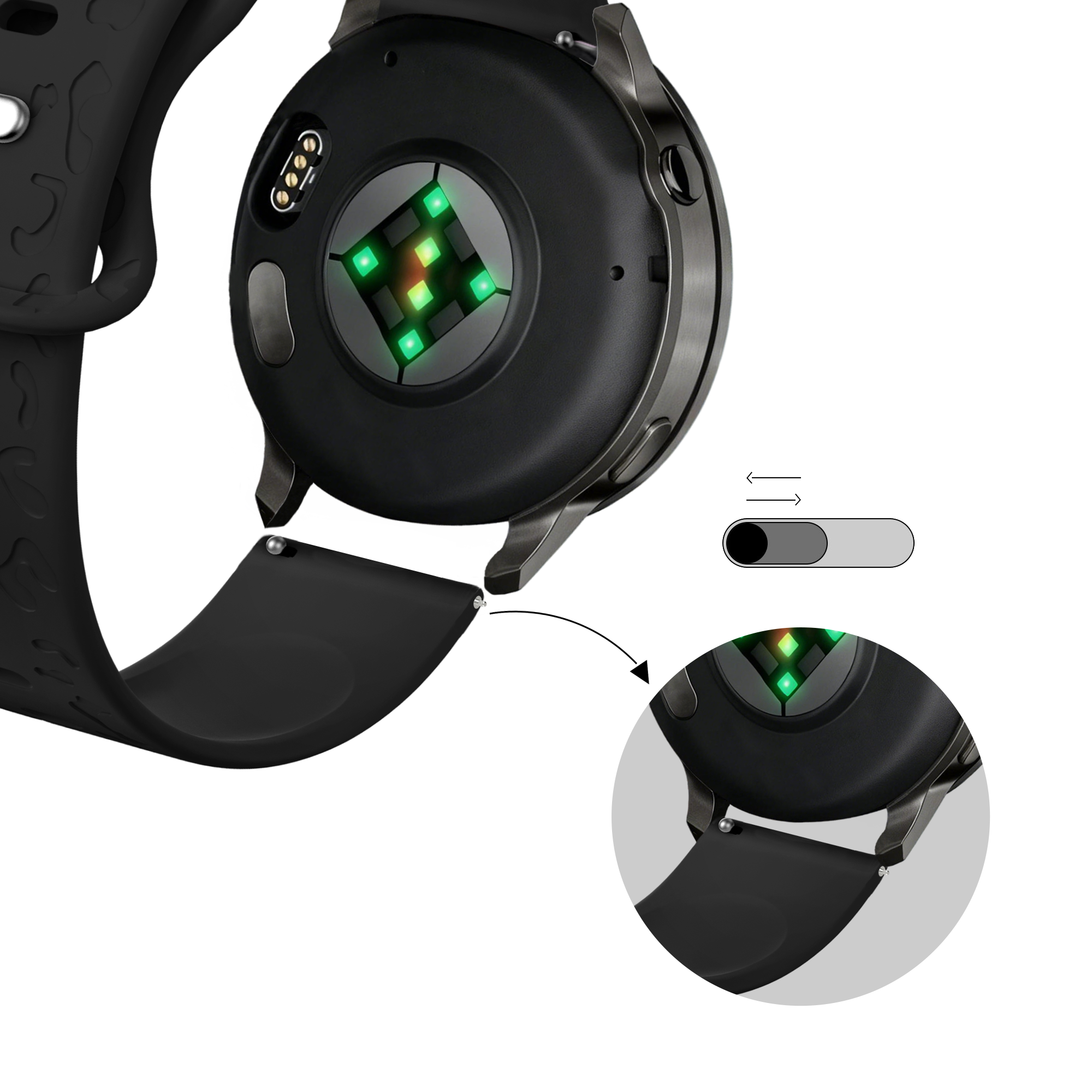 Bandz Garmin Approach S42 Silicone Strap 'Leopard' (Black)