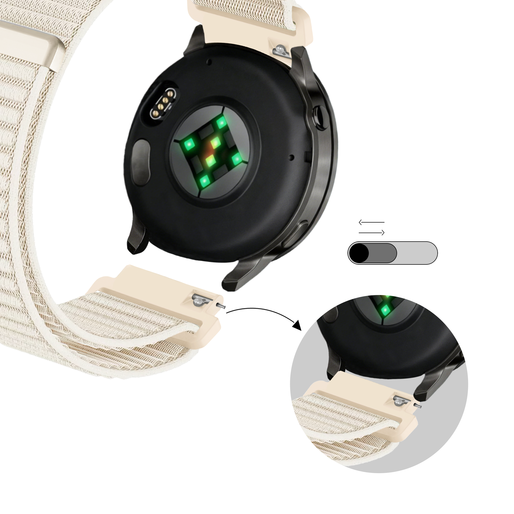 Bandz Garmin Vivoactive 4s Nylon Strap 'Wave' (Starlight)