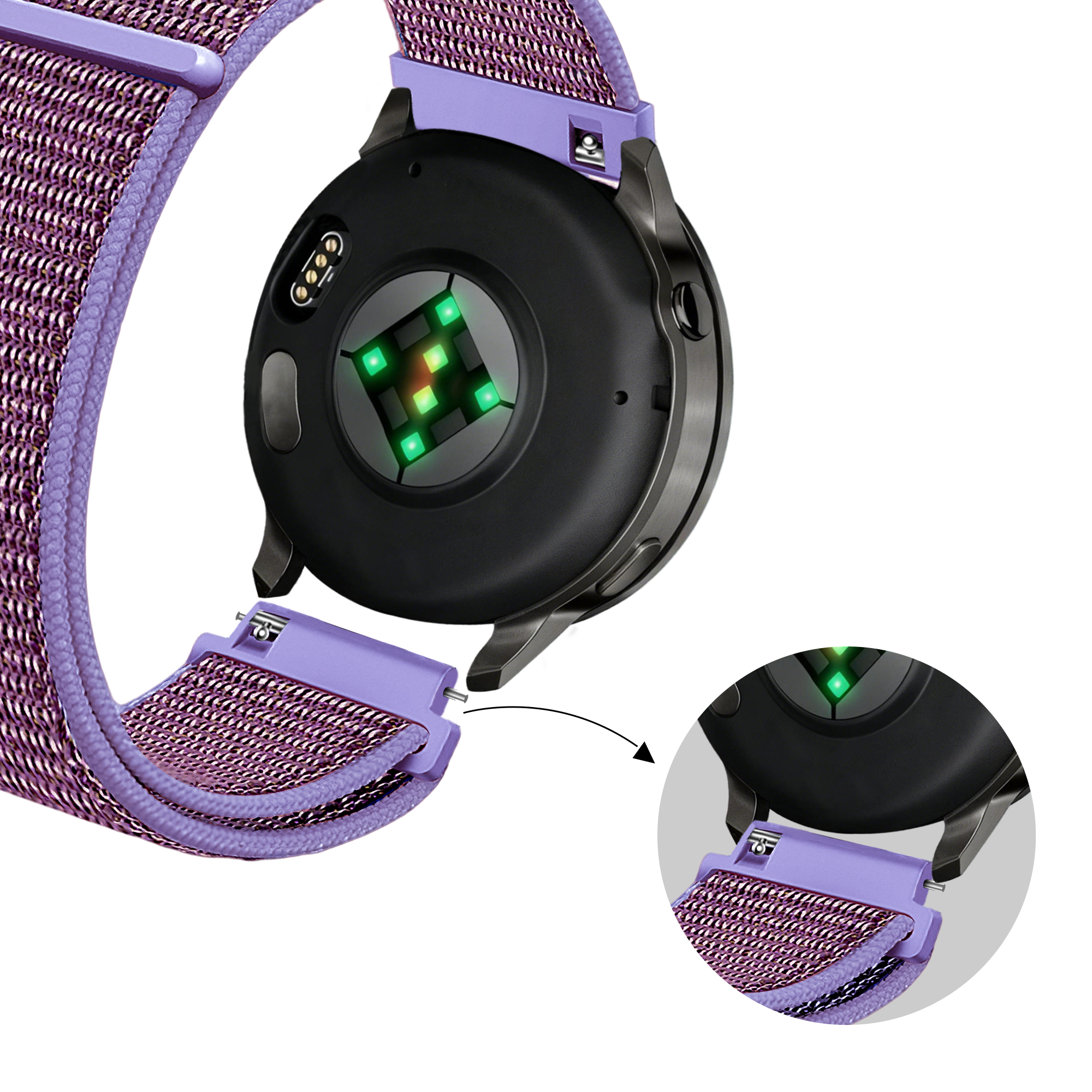 Bandz Garmin Vivomove Luxe Nylon Loop Strap (Lilac)