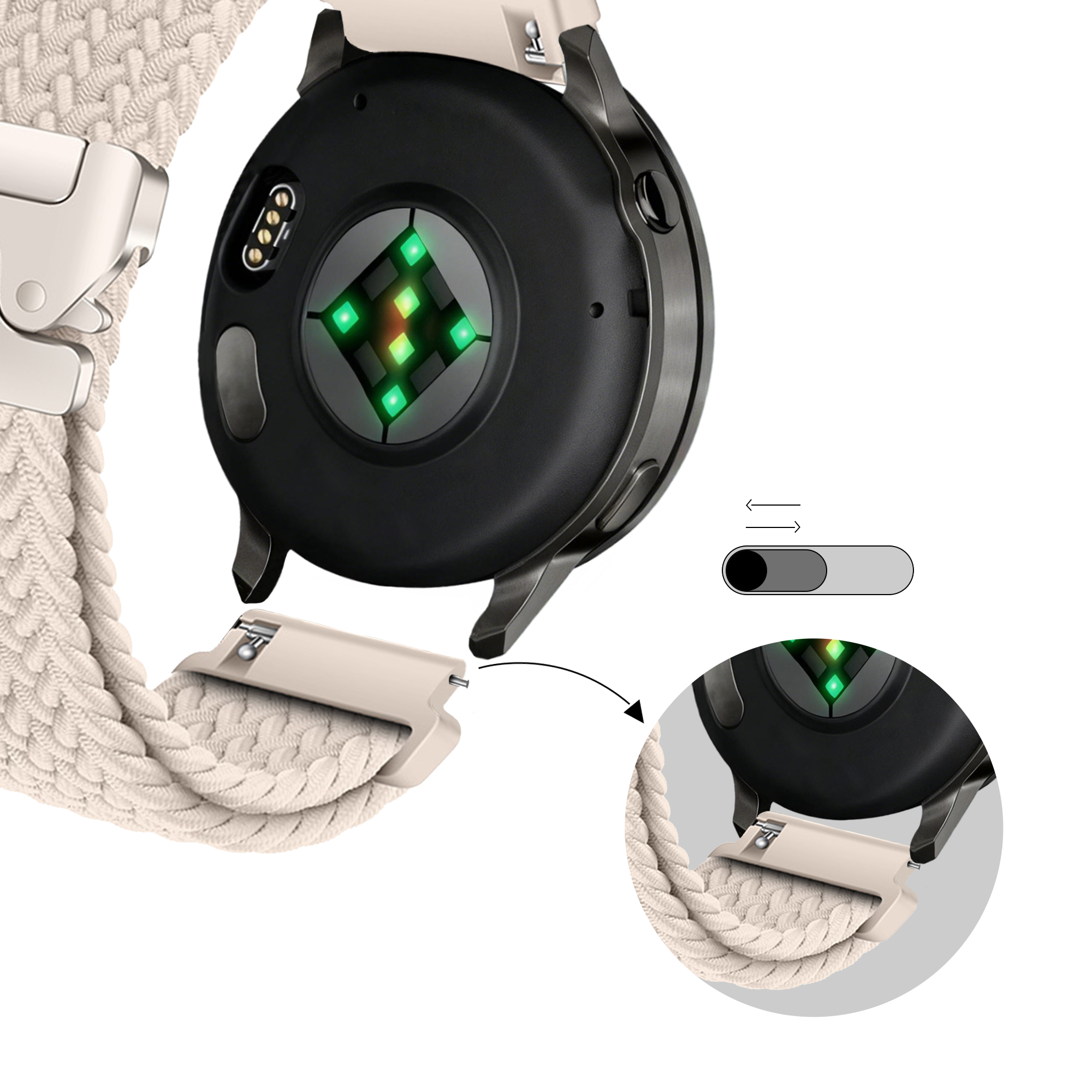 Bandz Garmin Venu 4 - 41mm Braided Strap 'Parachute' (Starlight)