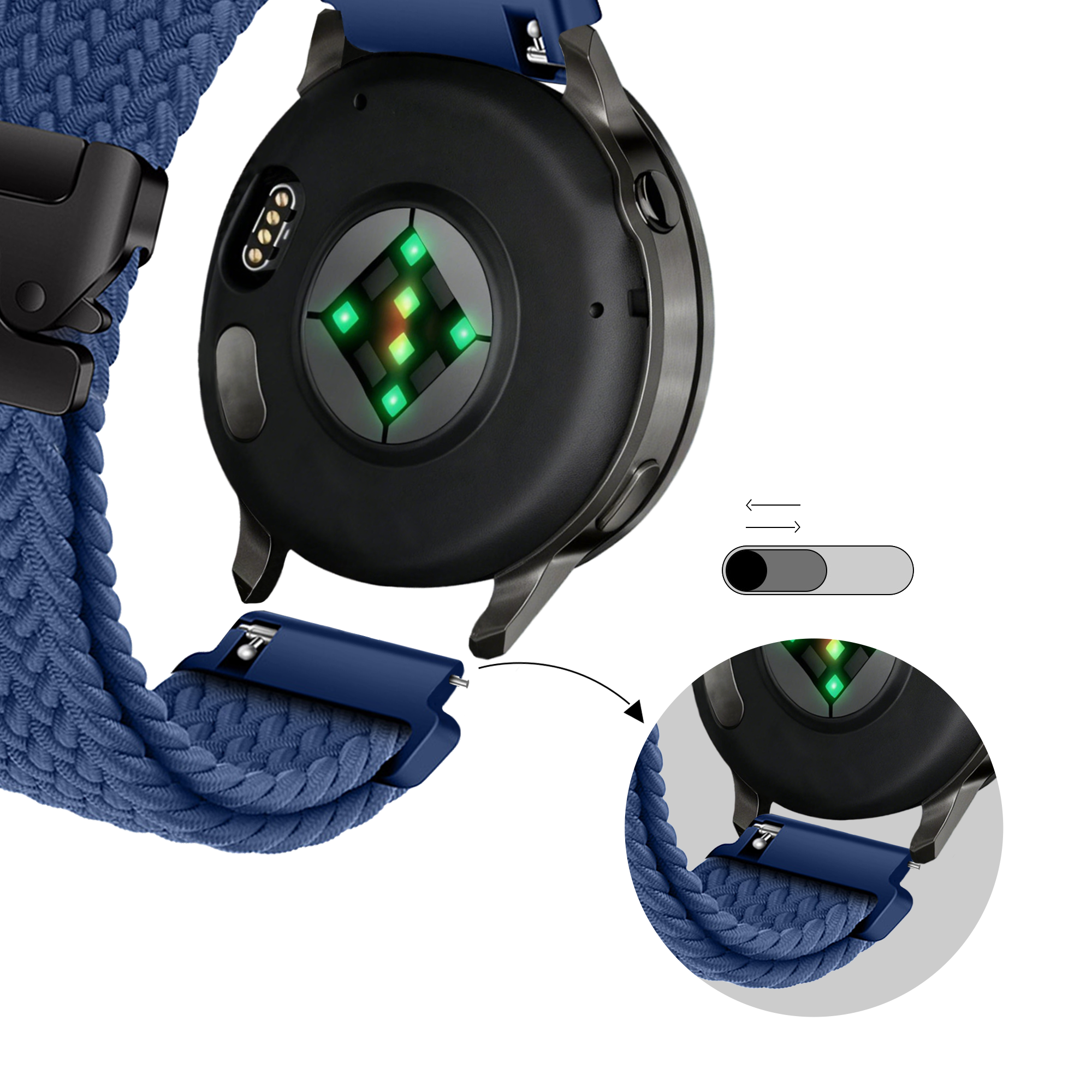 Bandz Garmin Vivomove Sport Braided Strap 'Parachute' (Blue)