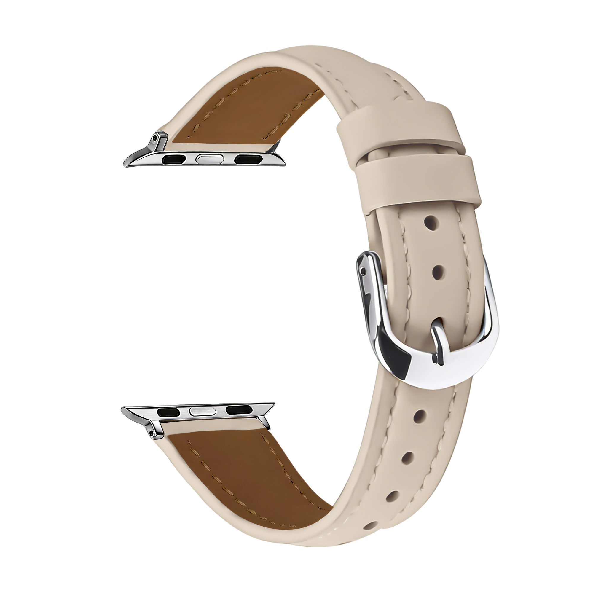 Apple Watch Slimfit Leather Strap (Milk Tea)