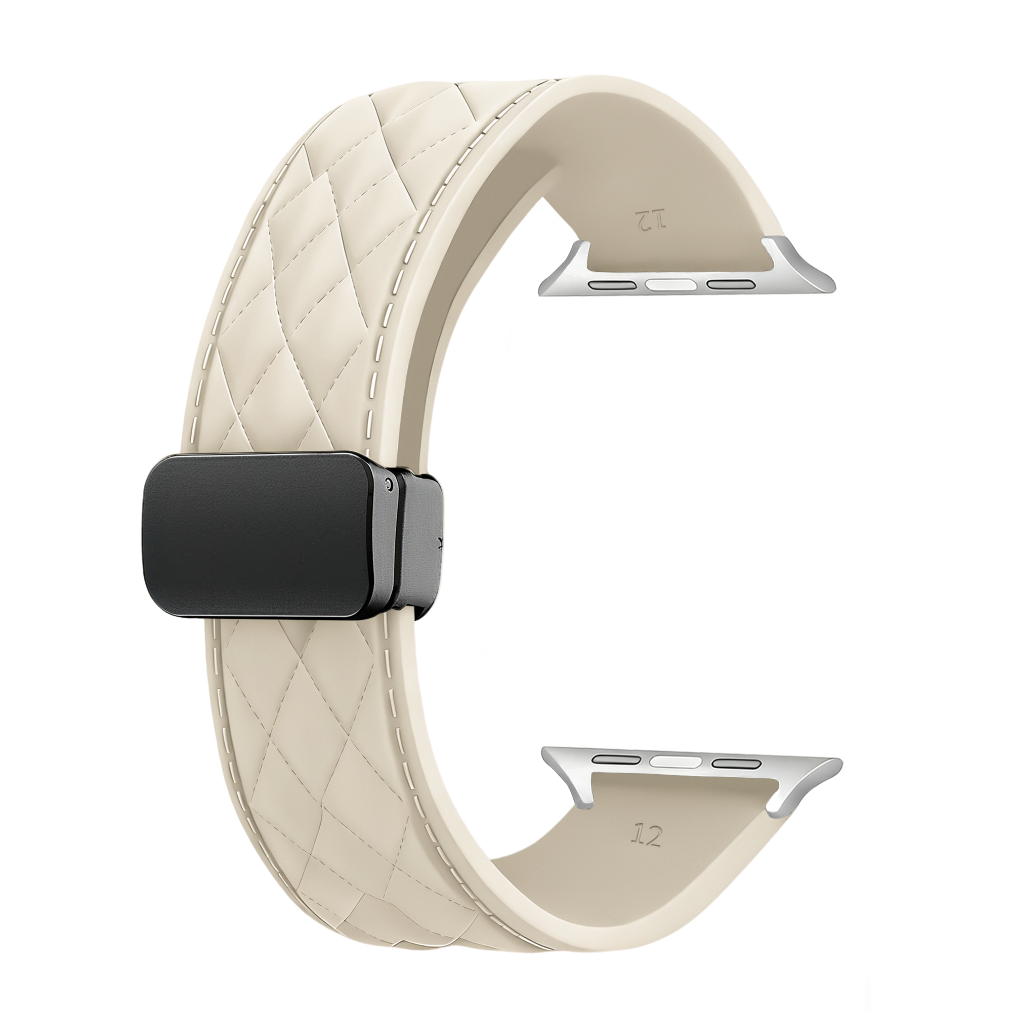 Apple Watch D-Buckle Silicone Diamond Strap (Beige)