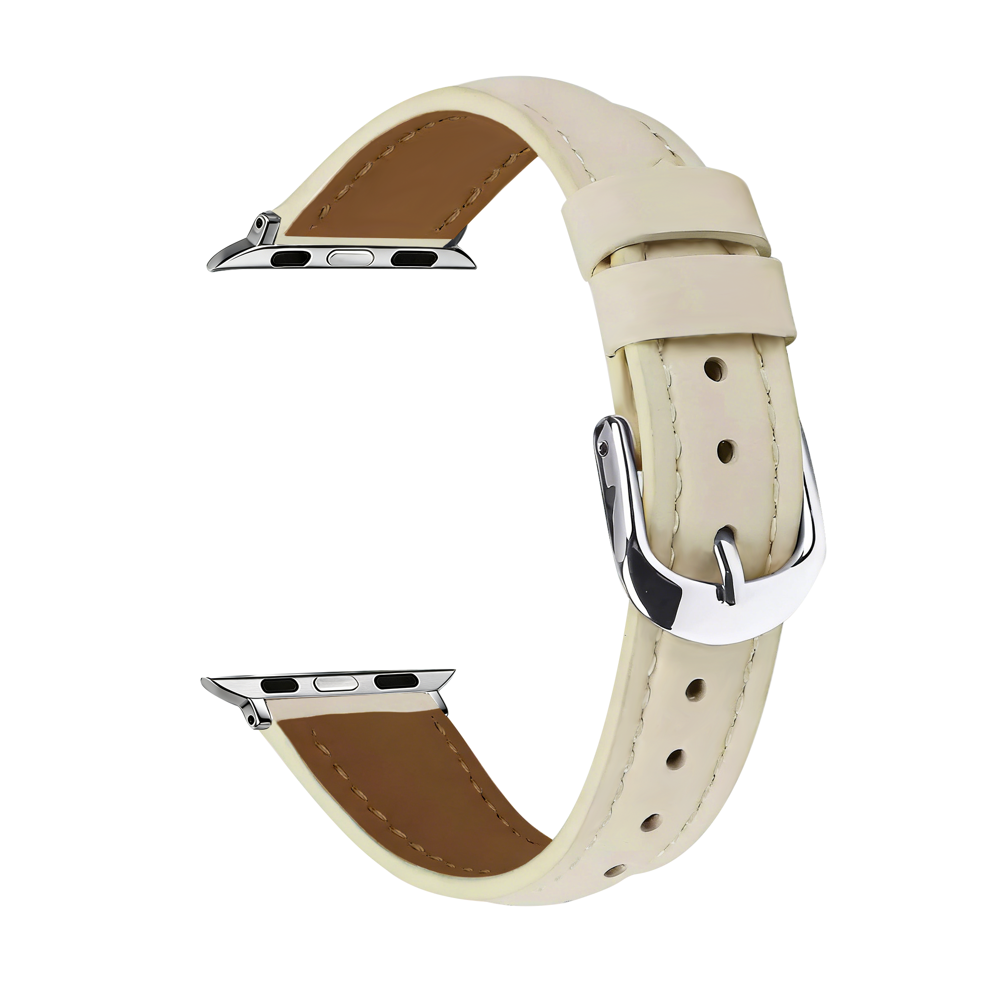 Apple Watch Slimfit Leather Strap (Light Beige)