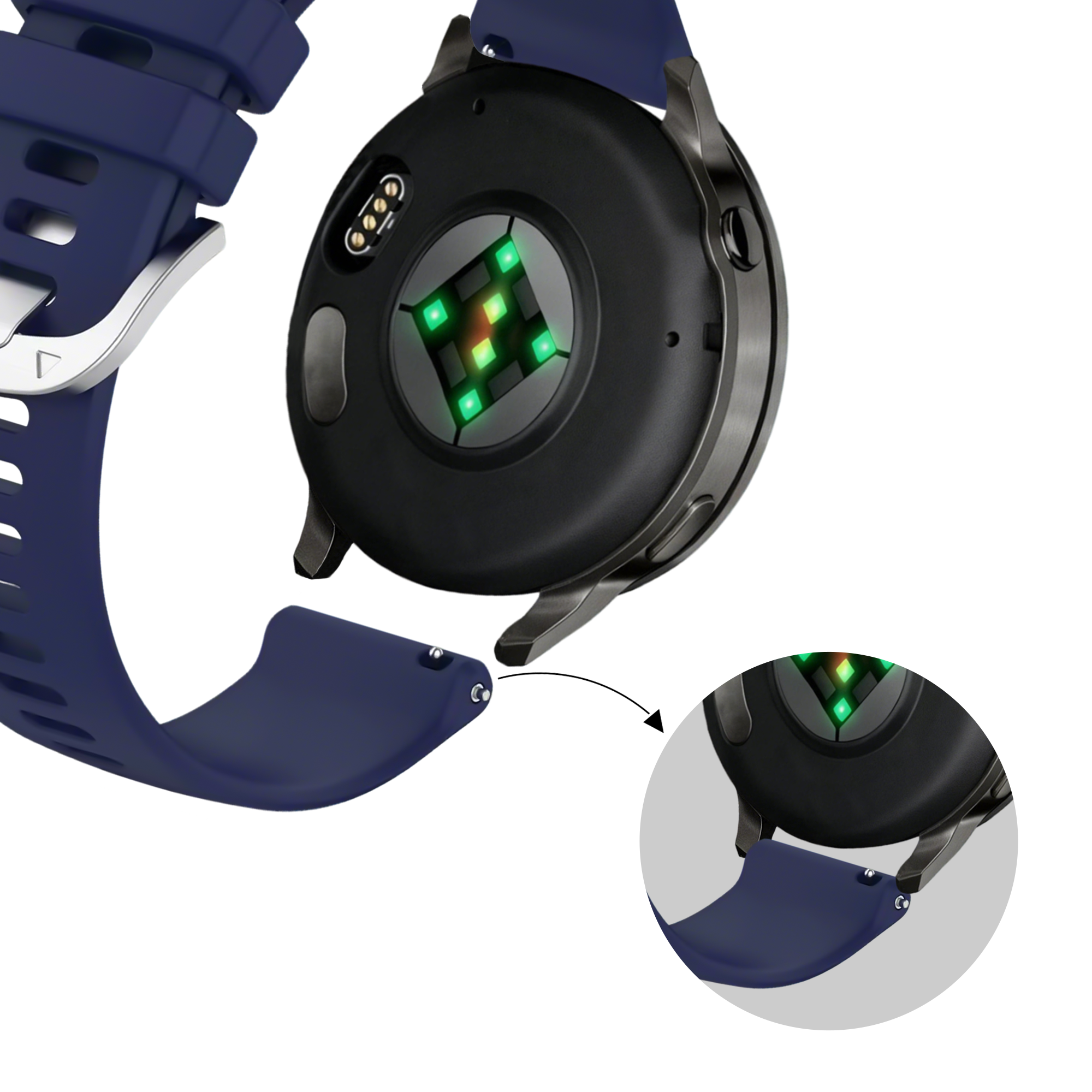 Bandz Garmin Vivomove 3s Silicone Strap 'Classic' (Dark Blue)