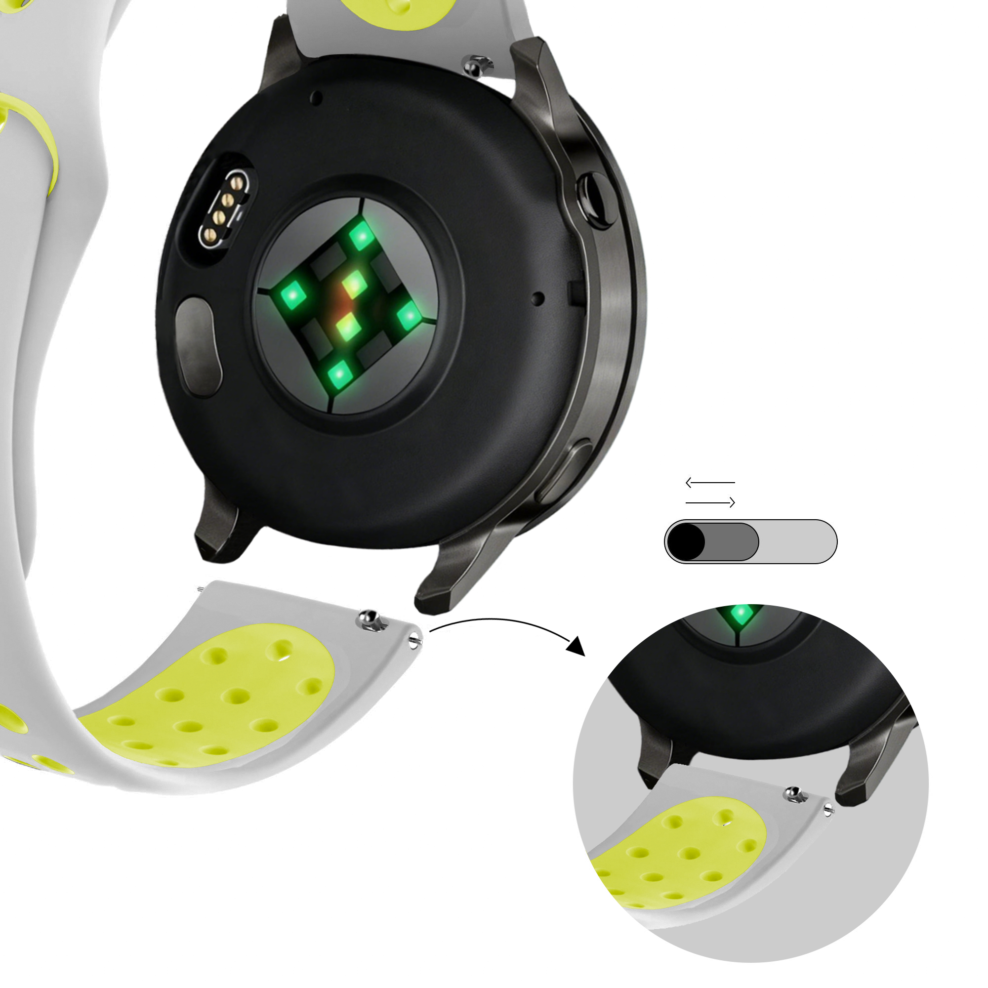 Bandz Garmin Vivoactive 3 Sport Strap 'Deluxe' (Grey/Yellow)