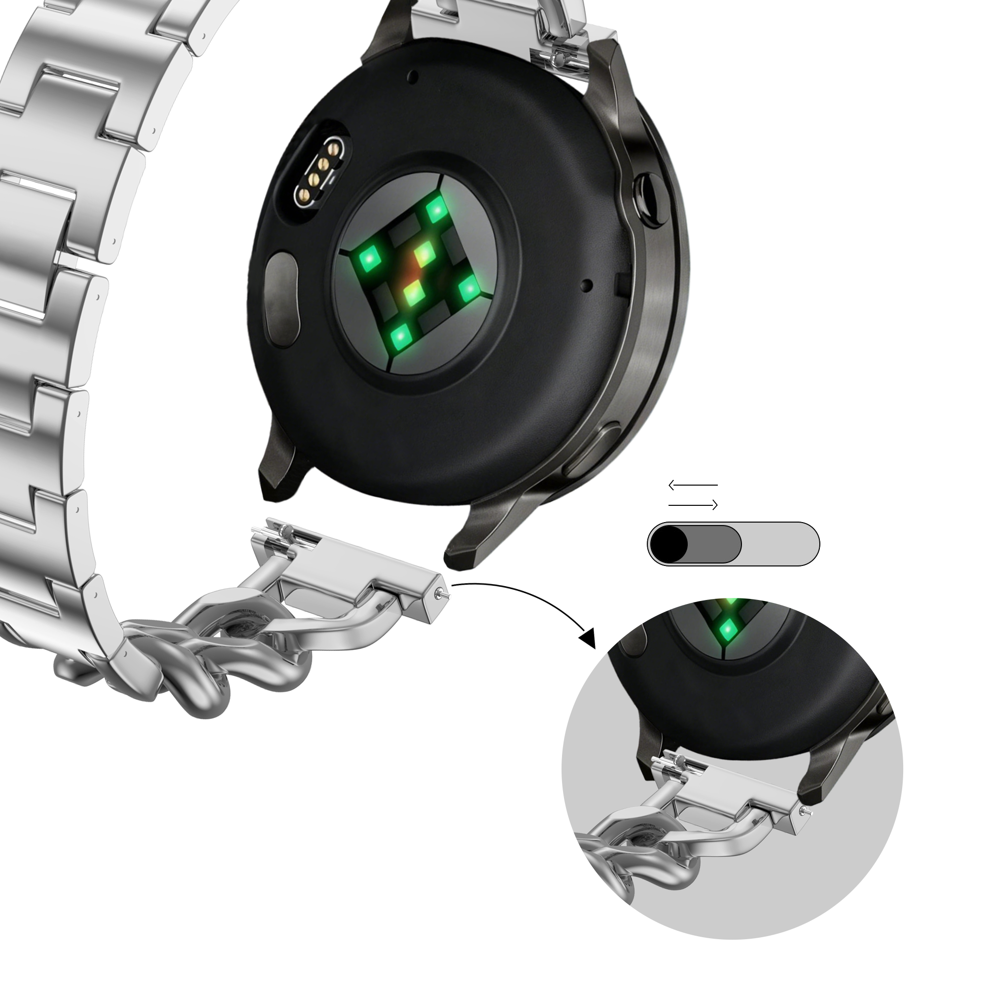 Bandz Garmin Vivoactive 4s Metal Strap 'Chains' (Silver)