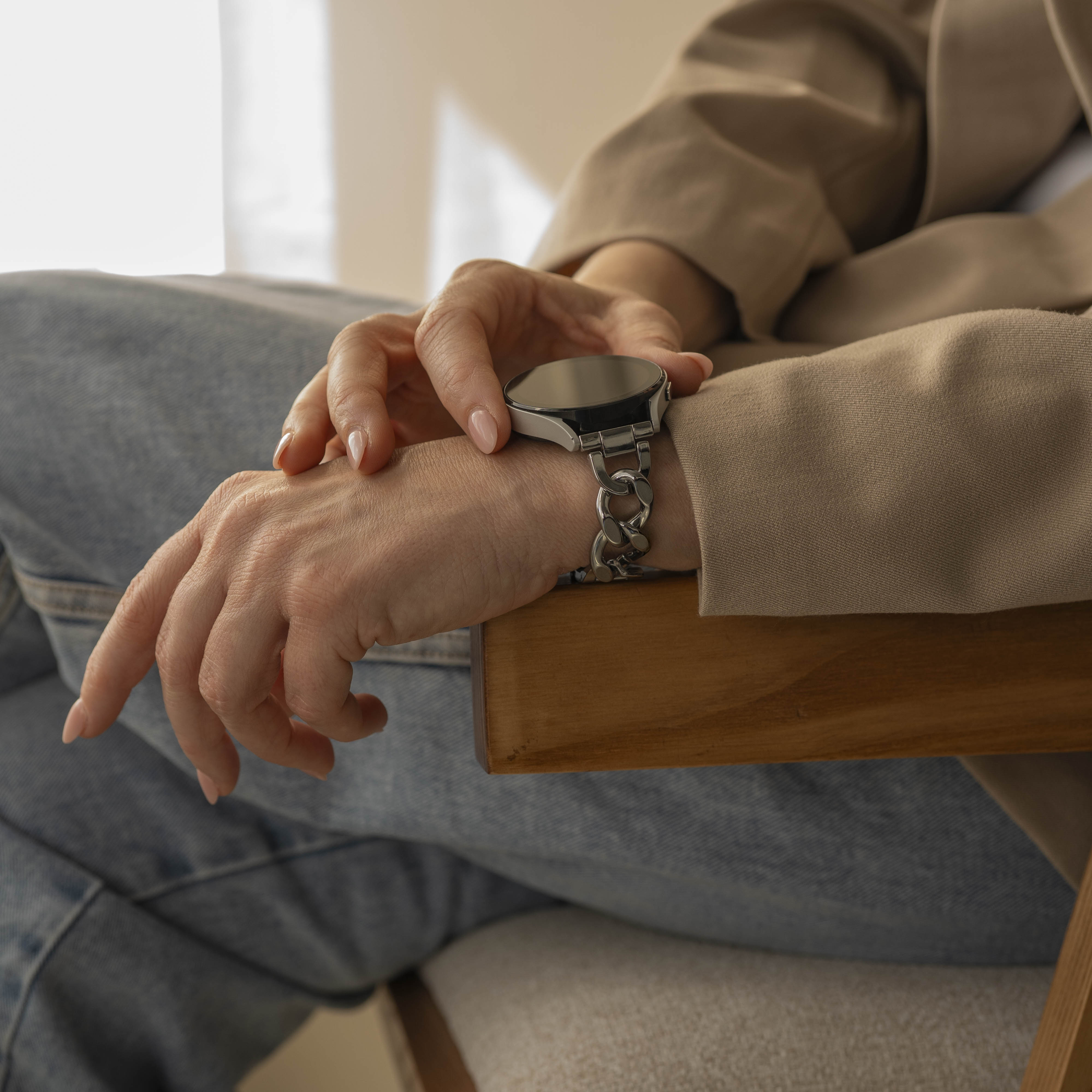 Samsung Galaxy Watch 4 - 44mm Steel Chain Strap (Silver)