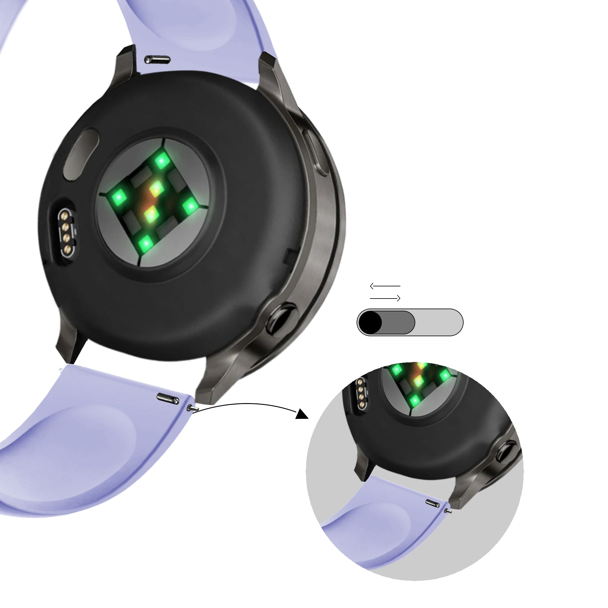 Bandz Garmin Forerunner 570 - 42mm Sport Strap 'Deluxe' (Lilac)