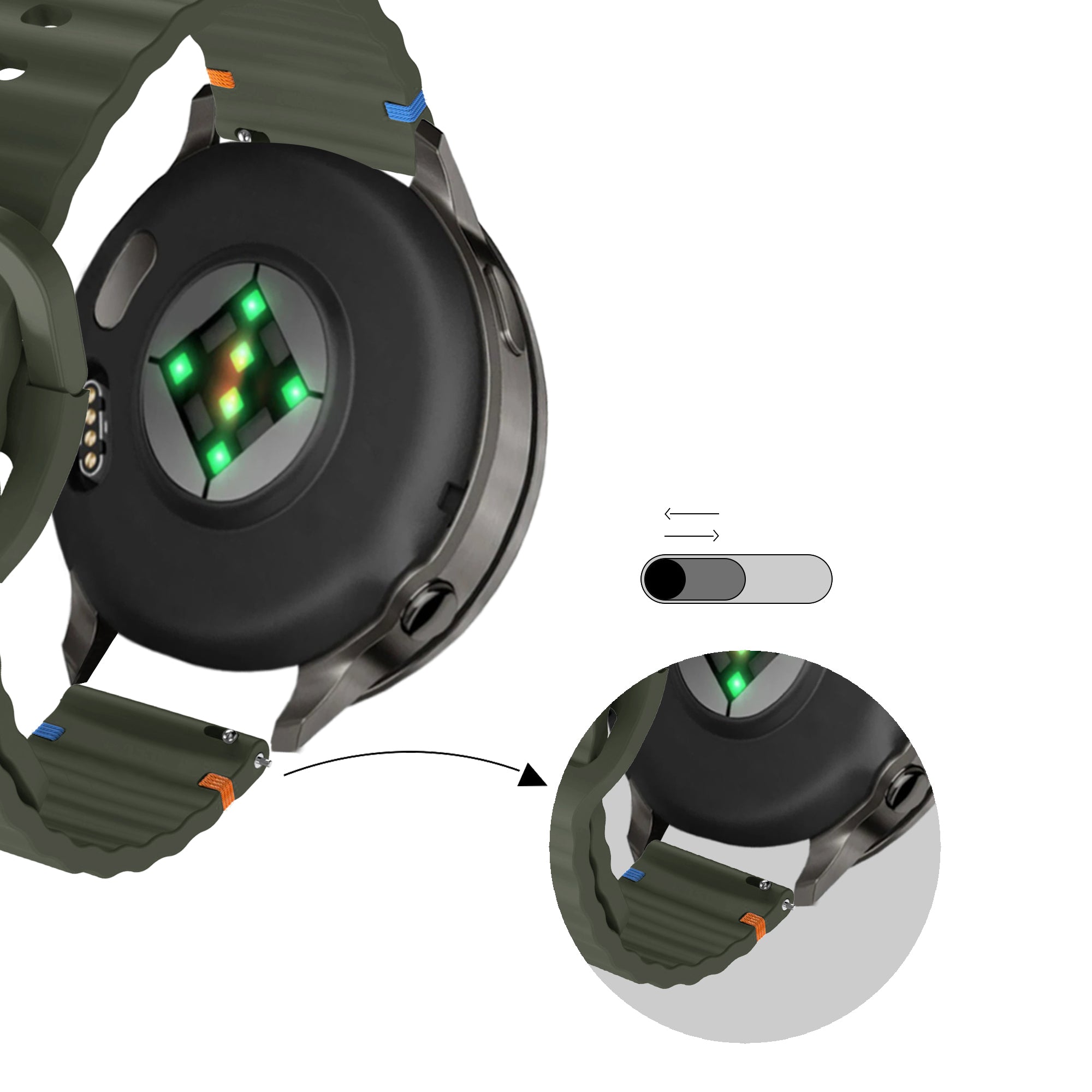 Bandz Garmin Venu 4 - 45mm Silicone Strap 'Wave' (Army Green)