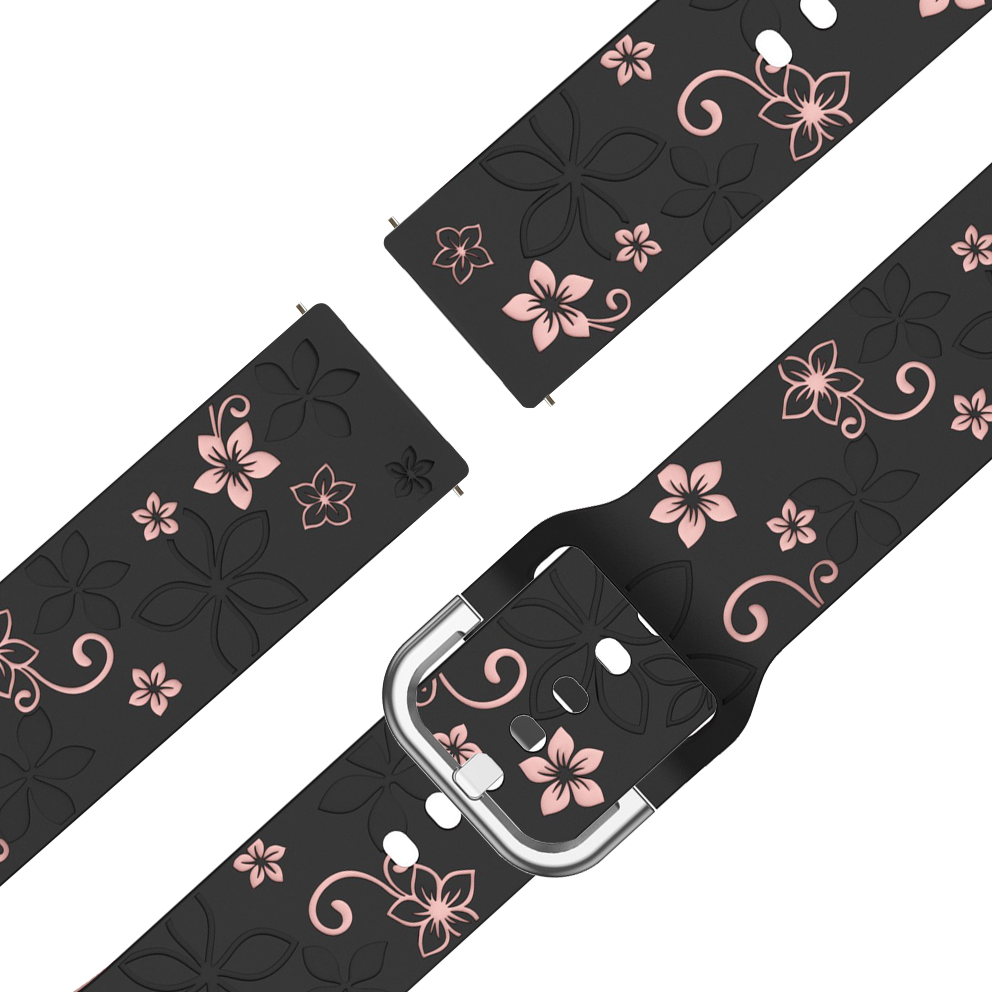 Bandz Garmin Venu Silicone Strap 'Flowers' (Black/Light Pink)