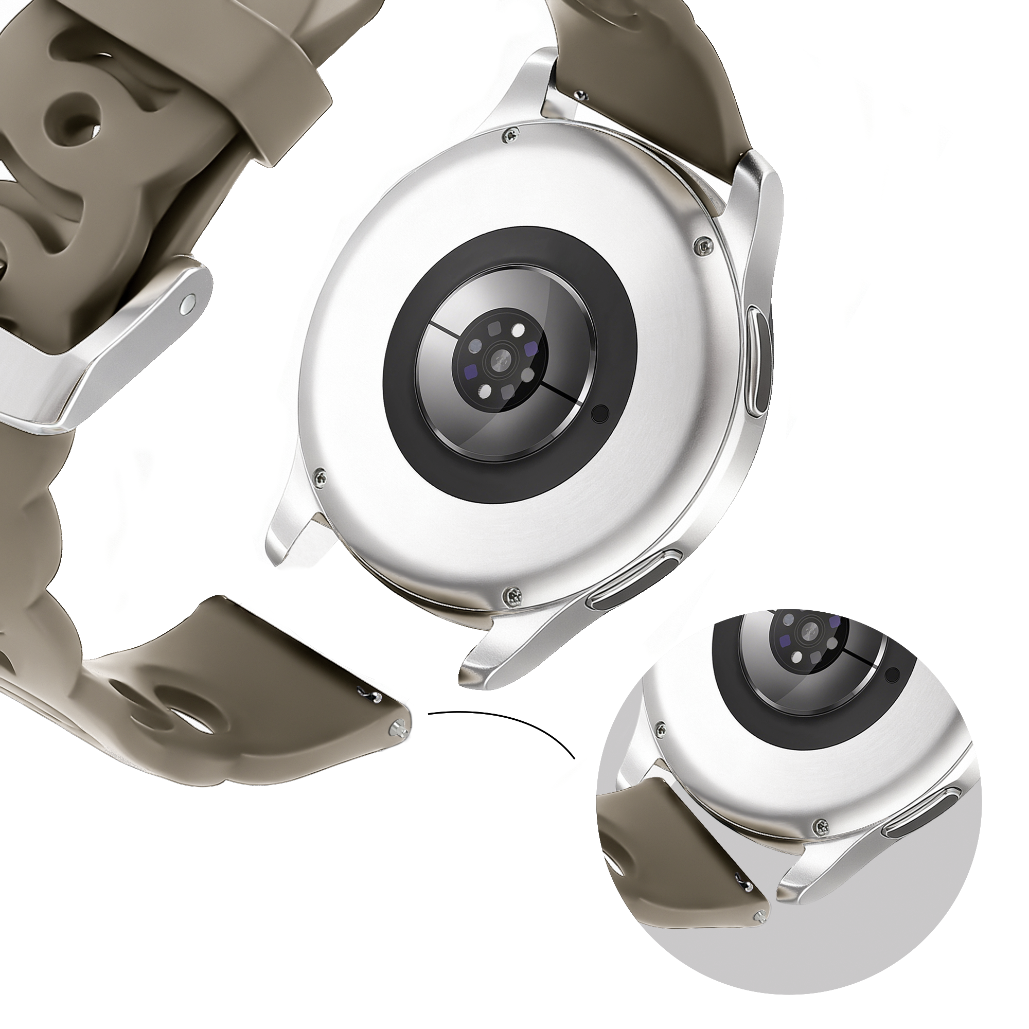 Bandz Amazfit Bip 3 (Pro) Silicone Strap 'Chains' (Beige-Brown)