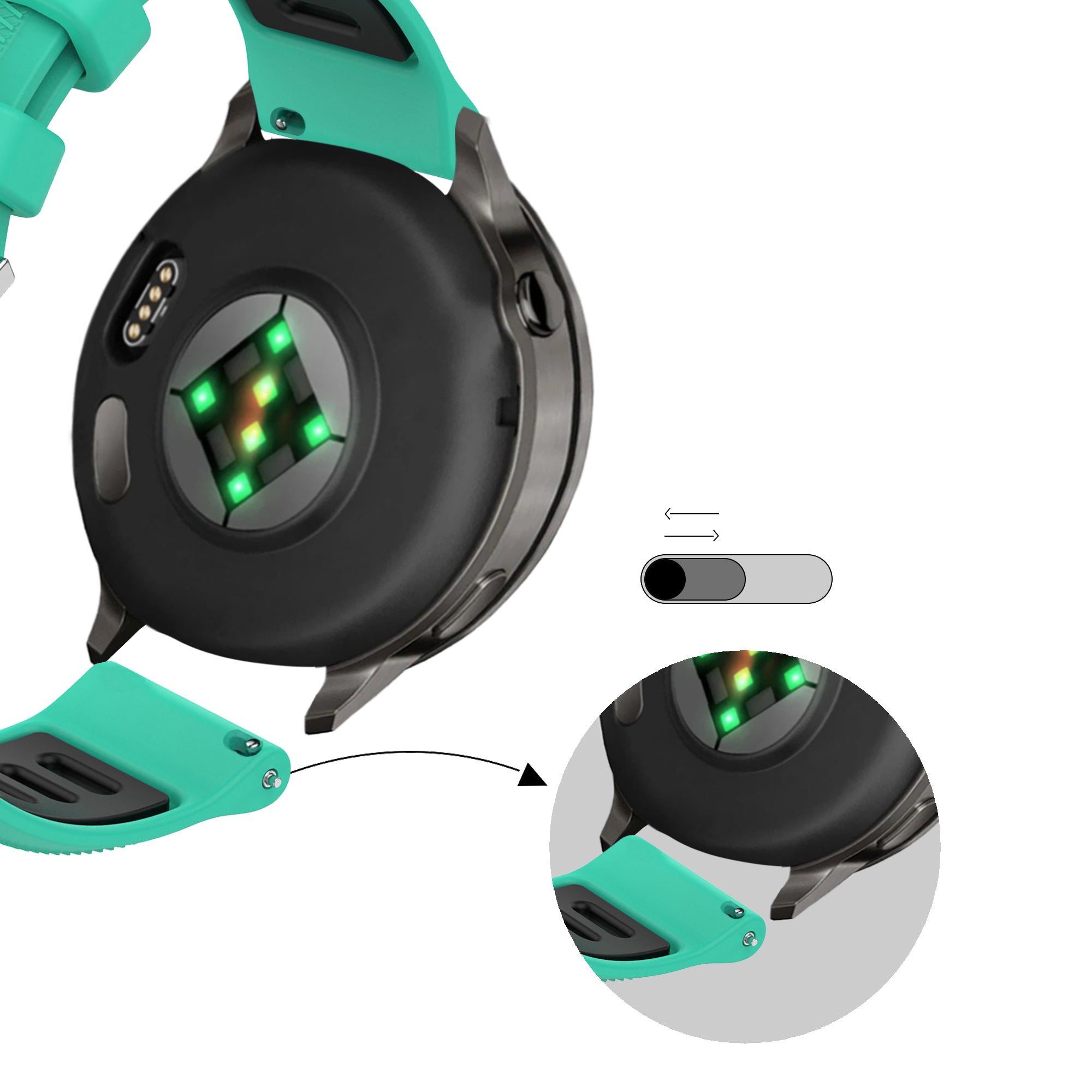 Bandz Garmin Forerunner 265s Sport Strap with Buckle (Aqua/Black)