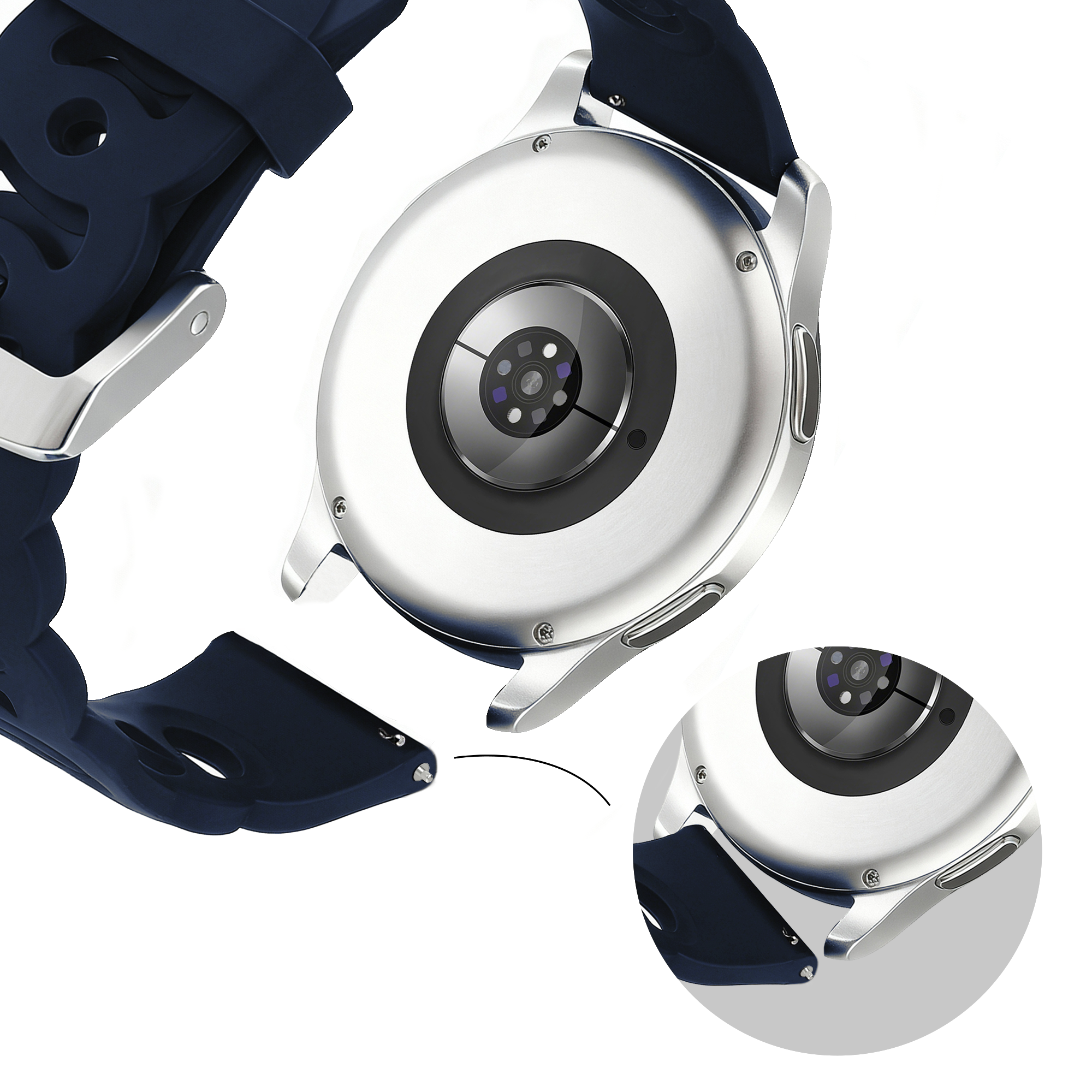 Bandz Samsung Galaxy Watch 6 - 44mm Silicone Strap 'Chains' (Dark Blue)