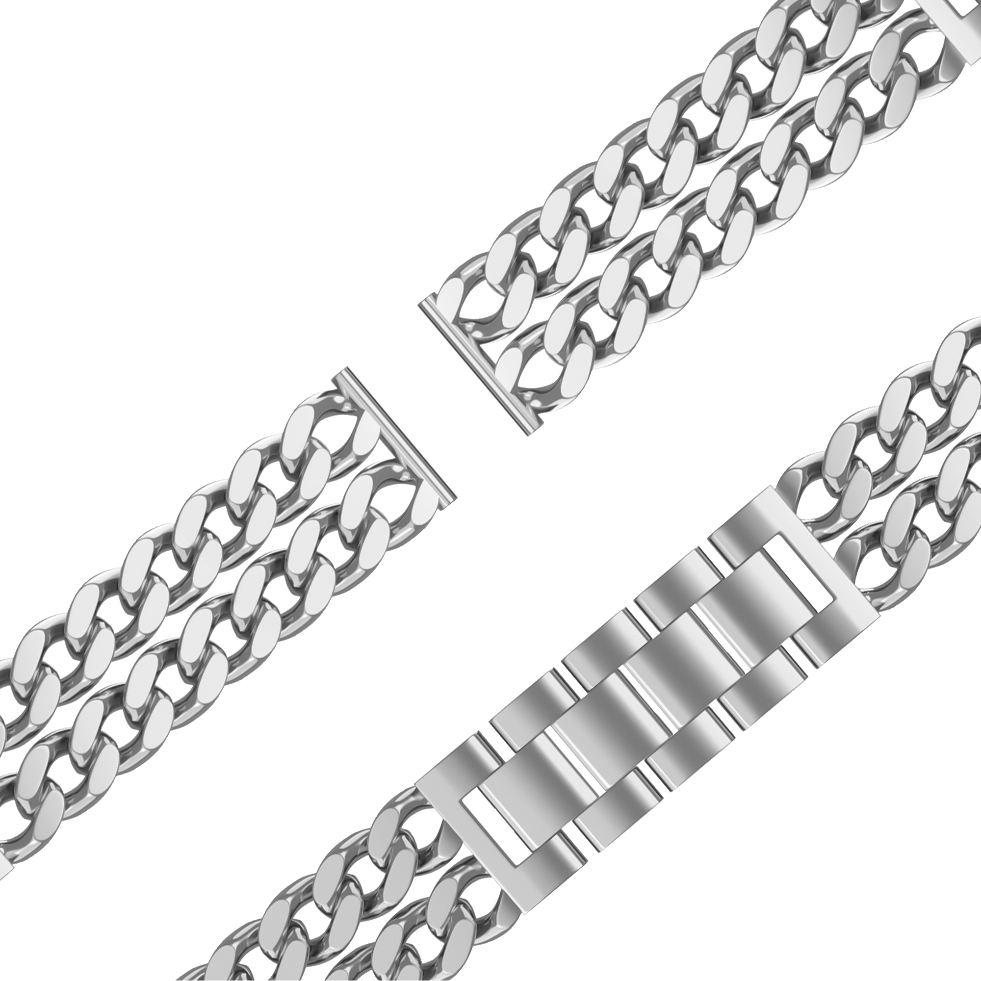 Bandz Polar Ignite Metal Strap 'Double Chains' (Silver)