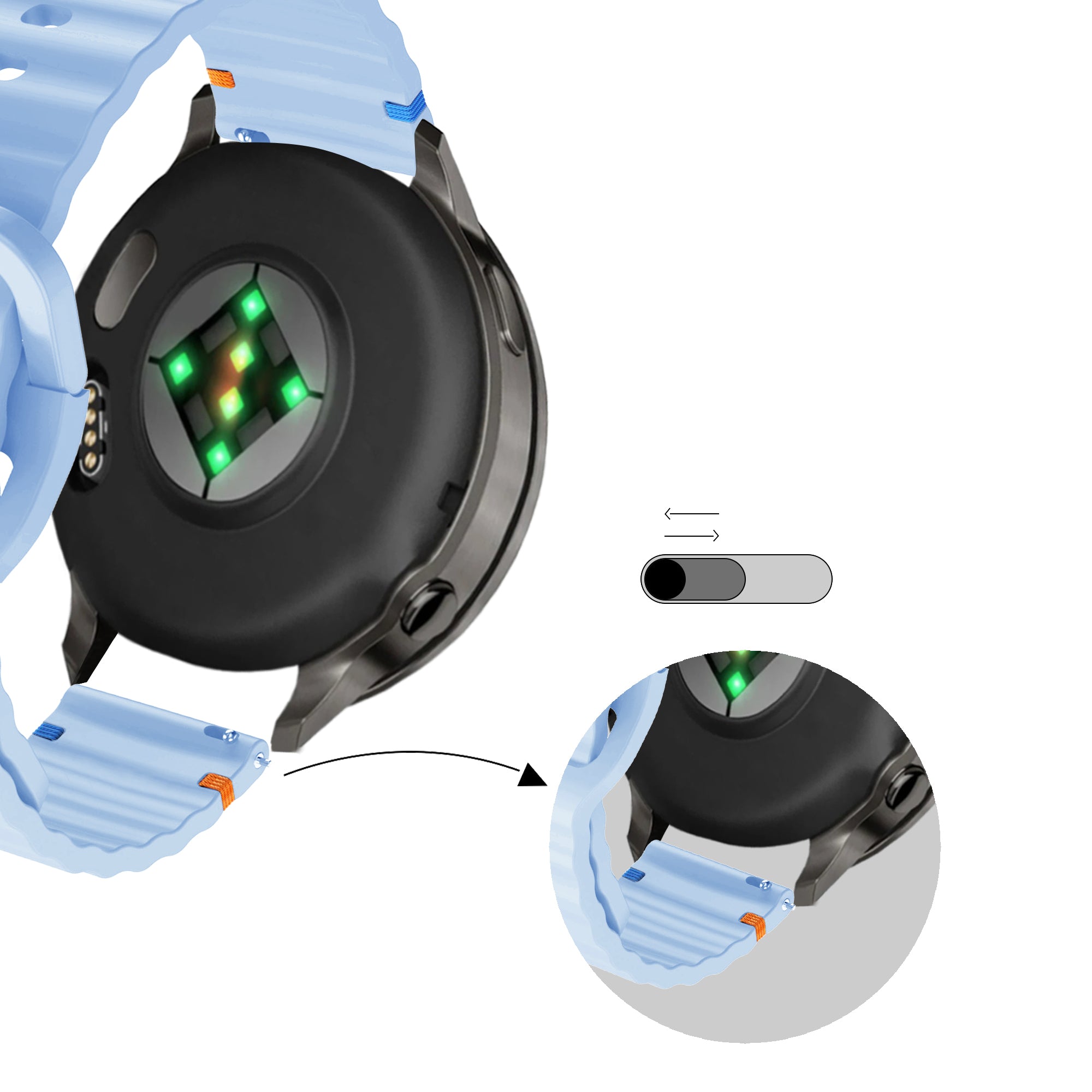 Bandz Garmin Approach S42 Silicone Strap 'Wave' (Light Blue)